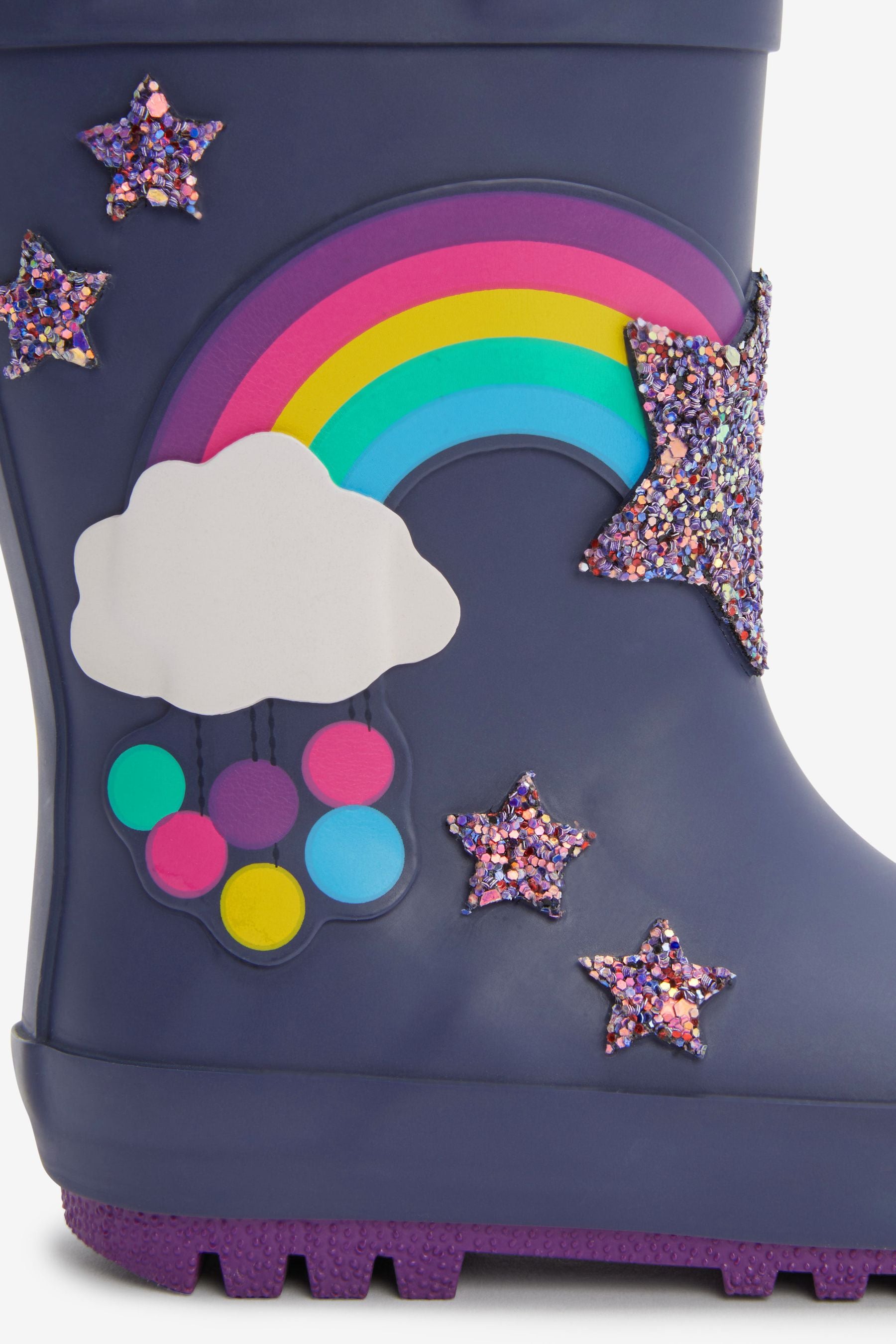 Navy Blue Rainbow Handle Wellies