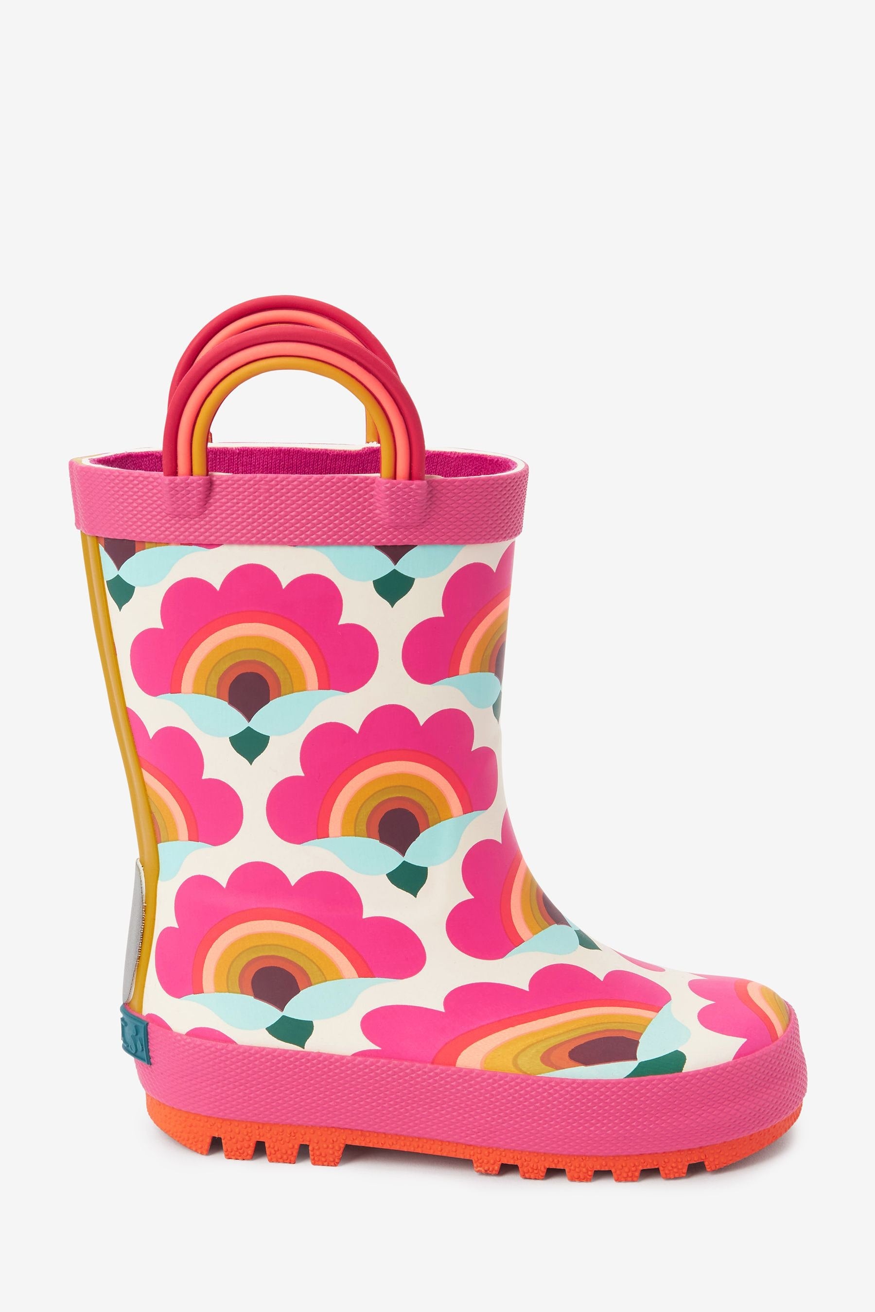 Pink Flower Handle Wellies