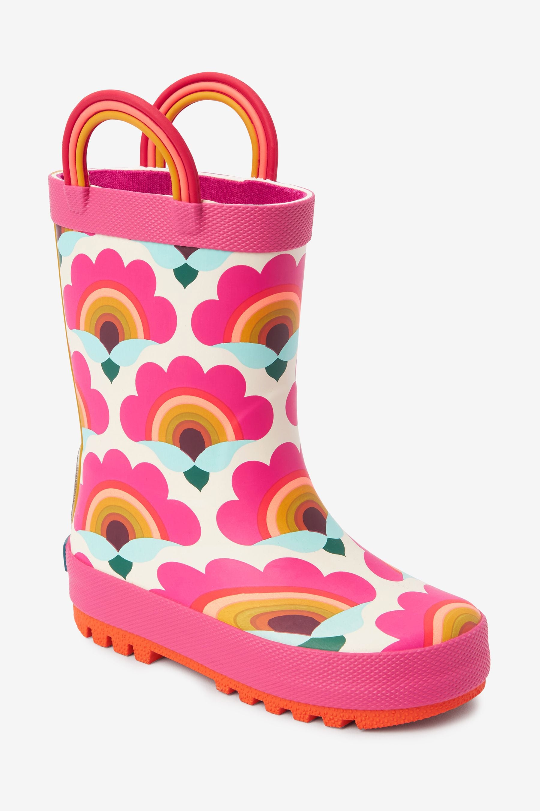 Pink Flower Handle Wellies