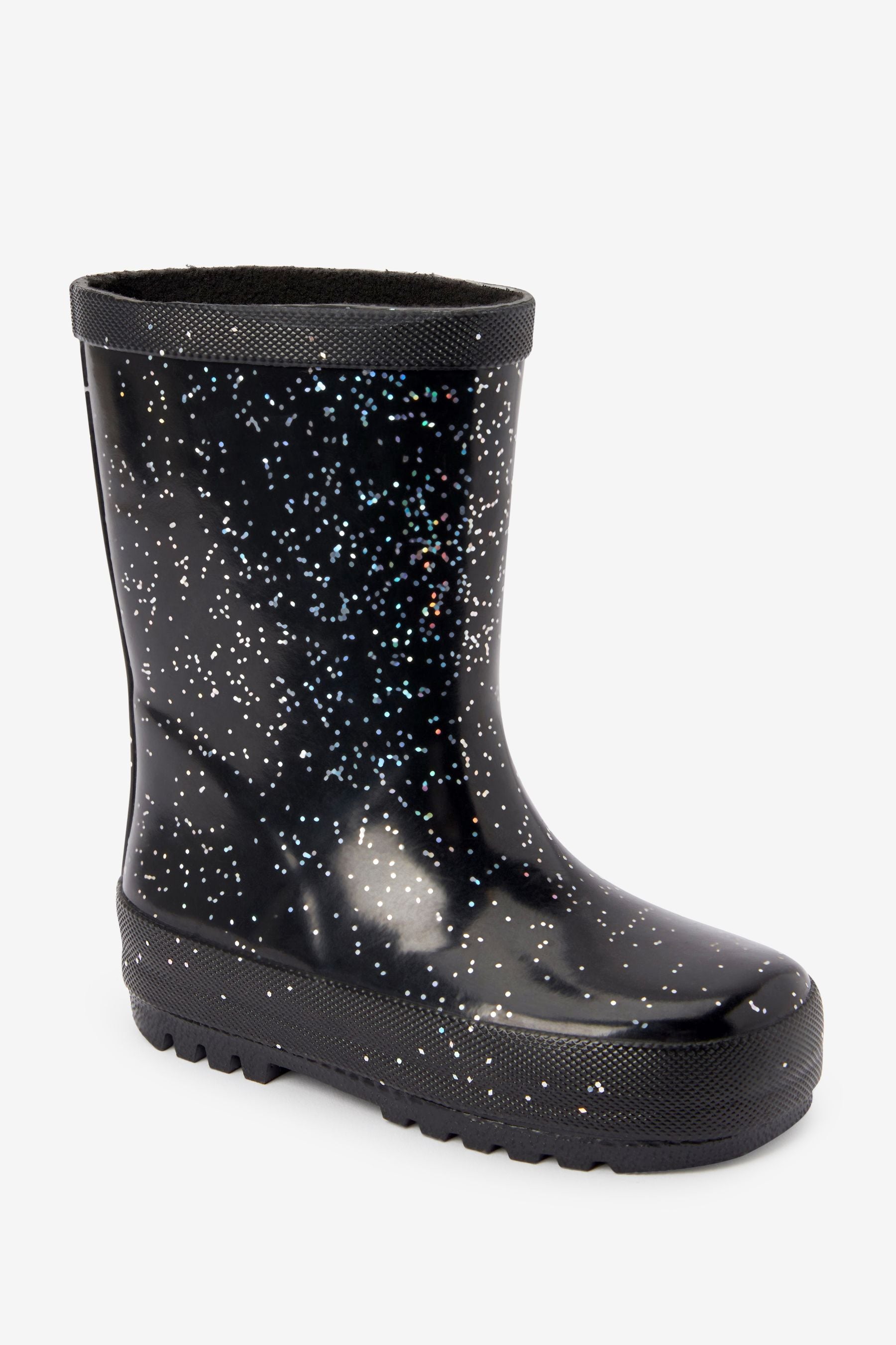 Black Glitter Wellies