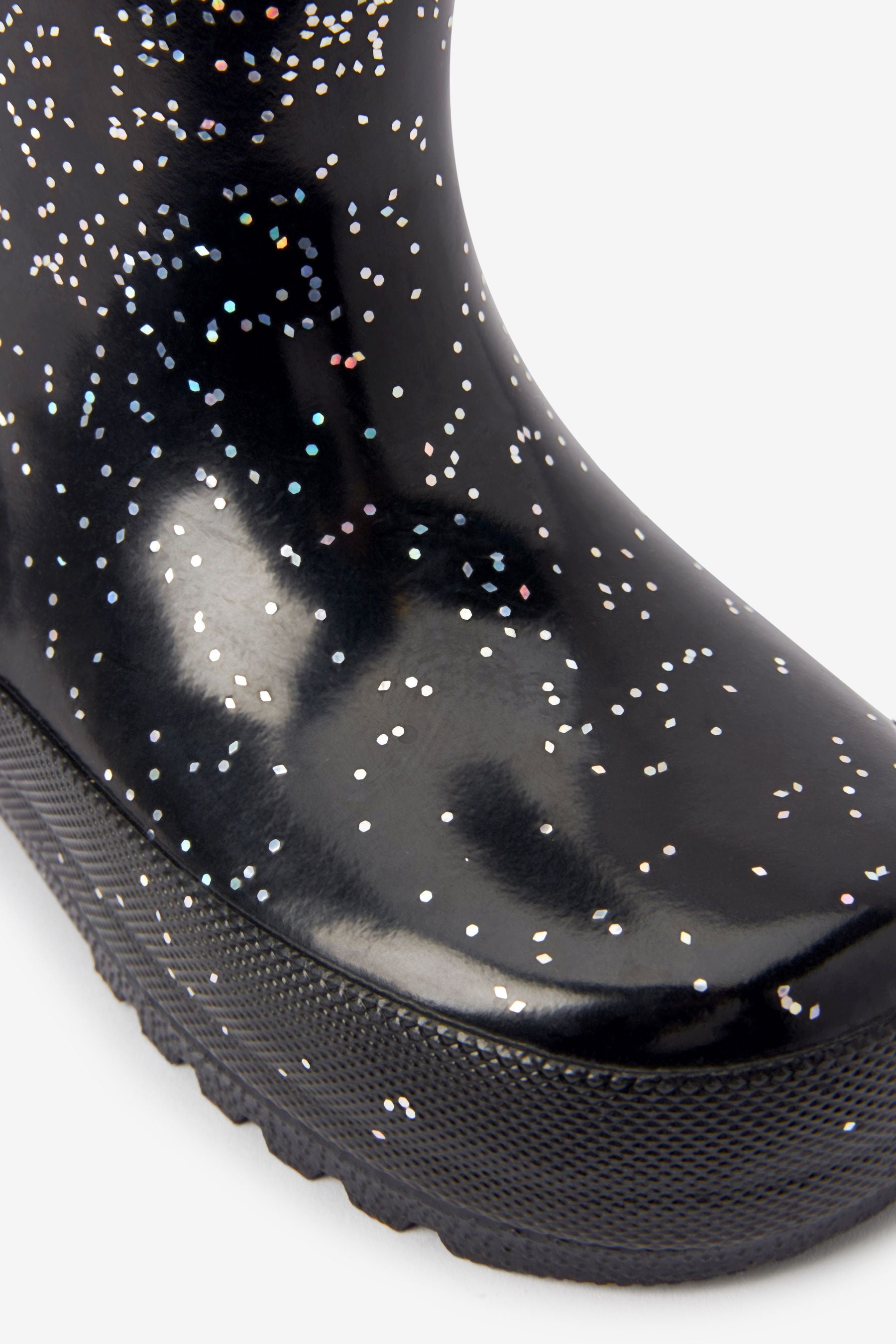 Black Glitter Wellies