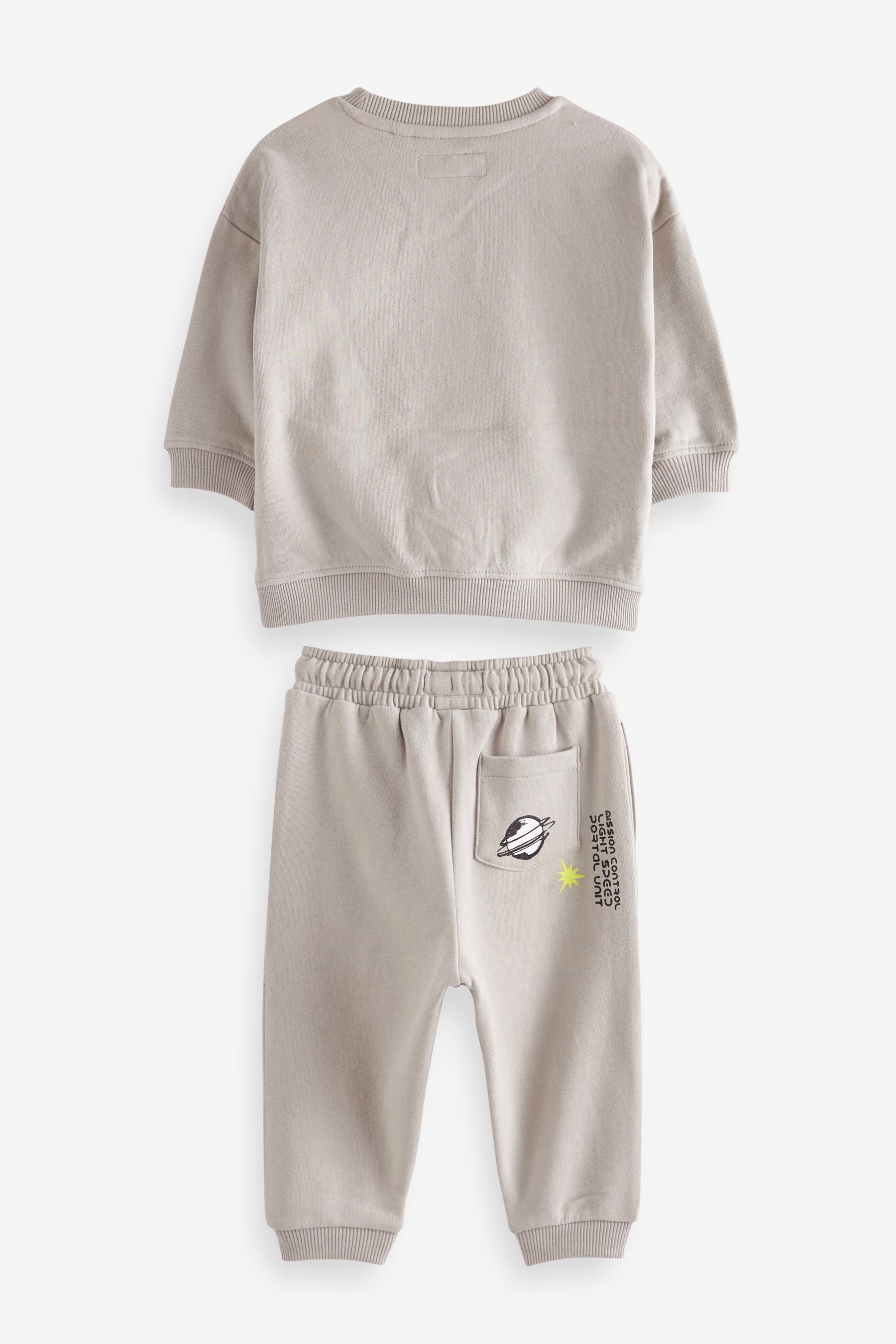 Grey Boucl Rocket Crew And Joggers Set (3mths-7yrs)