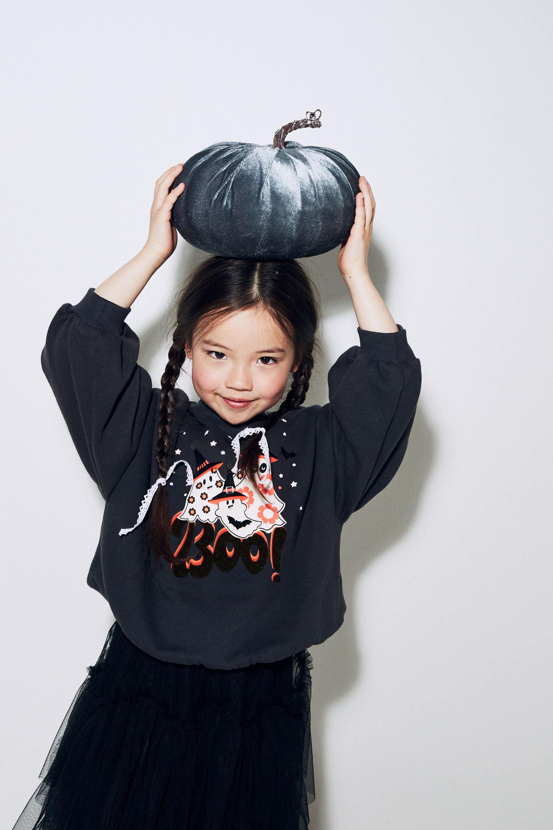 Black Halloween Ghost Crew Sweatshirt (3-16yrs)