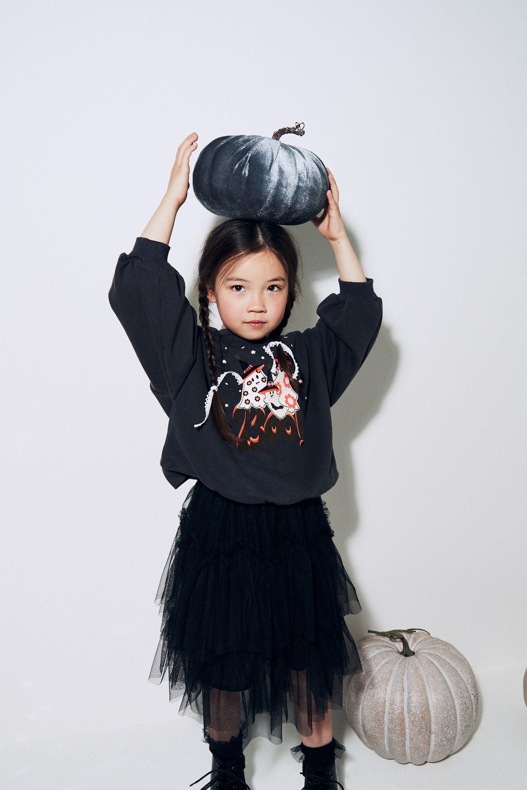 Black Halloween Ghost Crew Sweatshirt (3-16yrs)