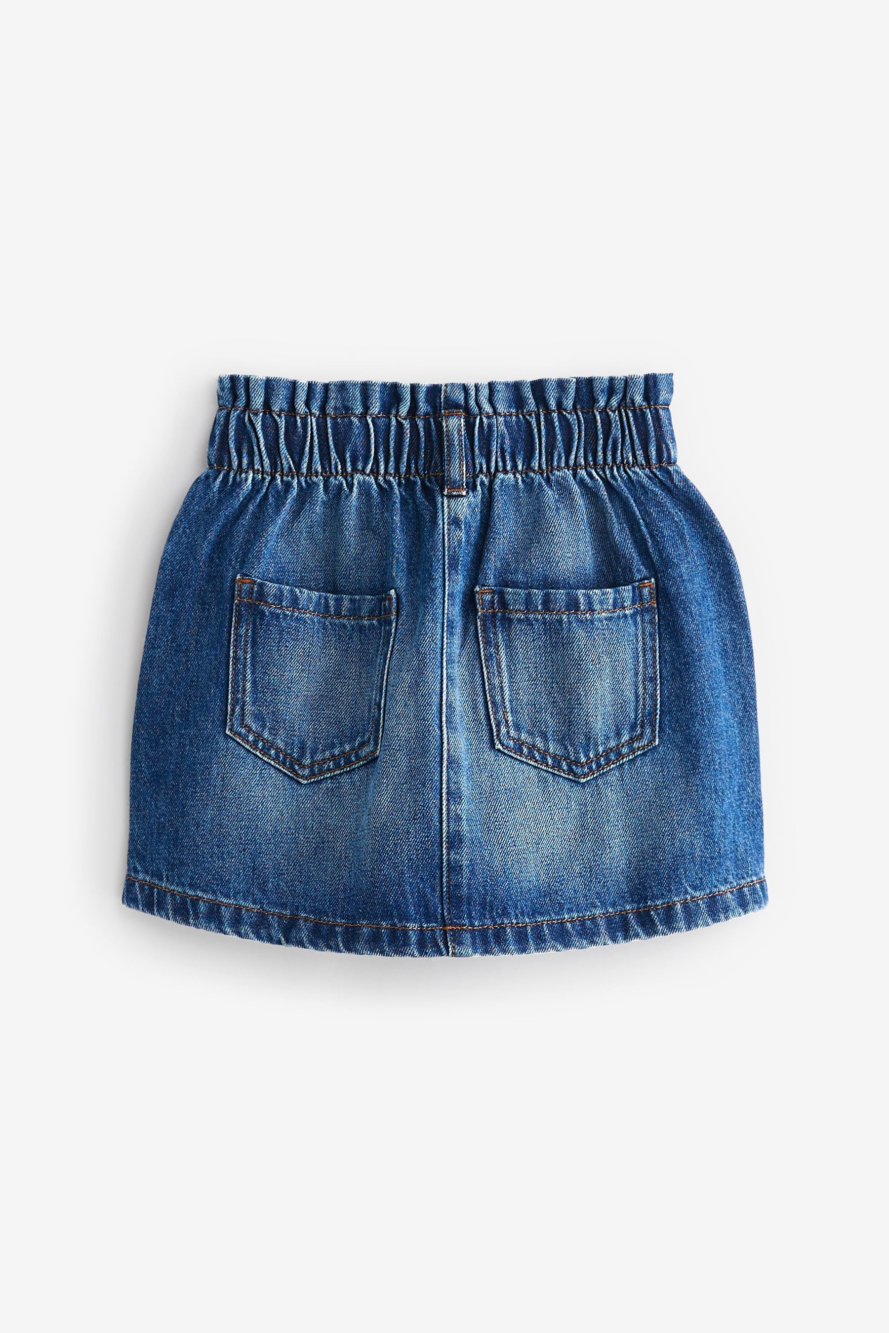 Mid Blue Denim Paperbag Waist Skirt (3-16yrs)