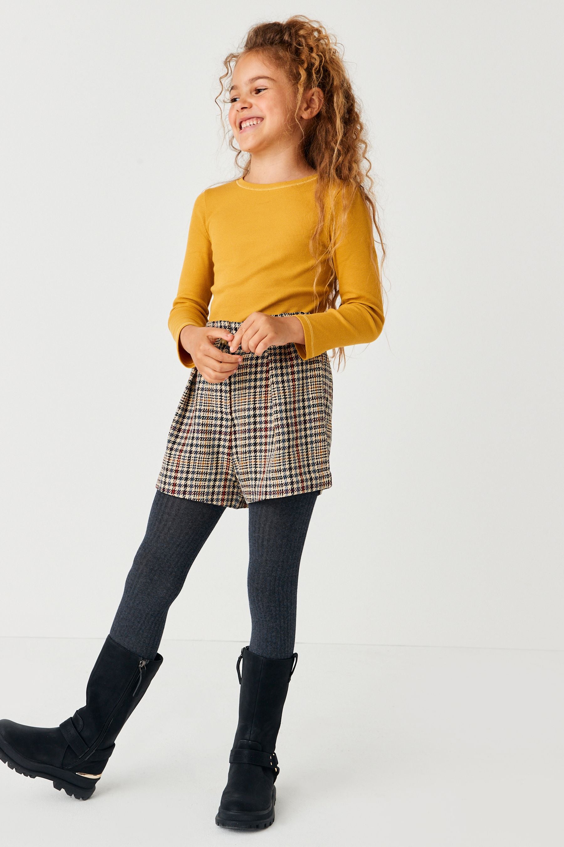 Neutral Check Shorts And Tights (3-16yrs)