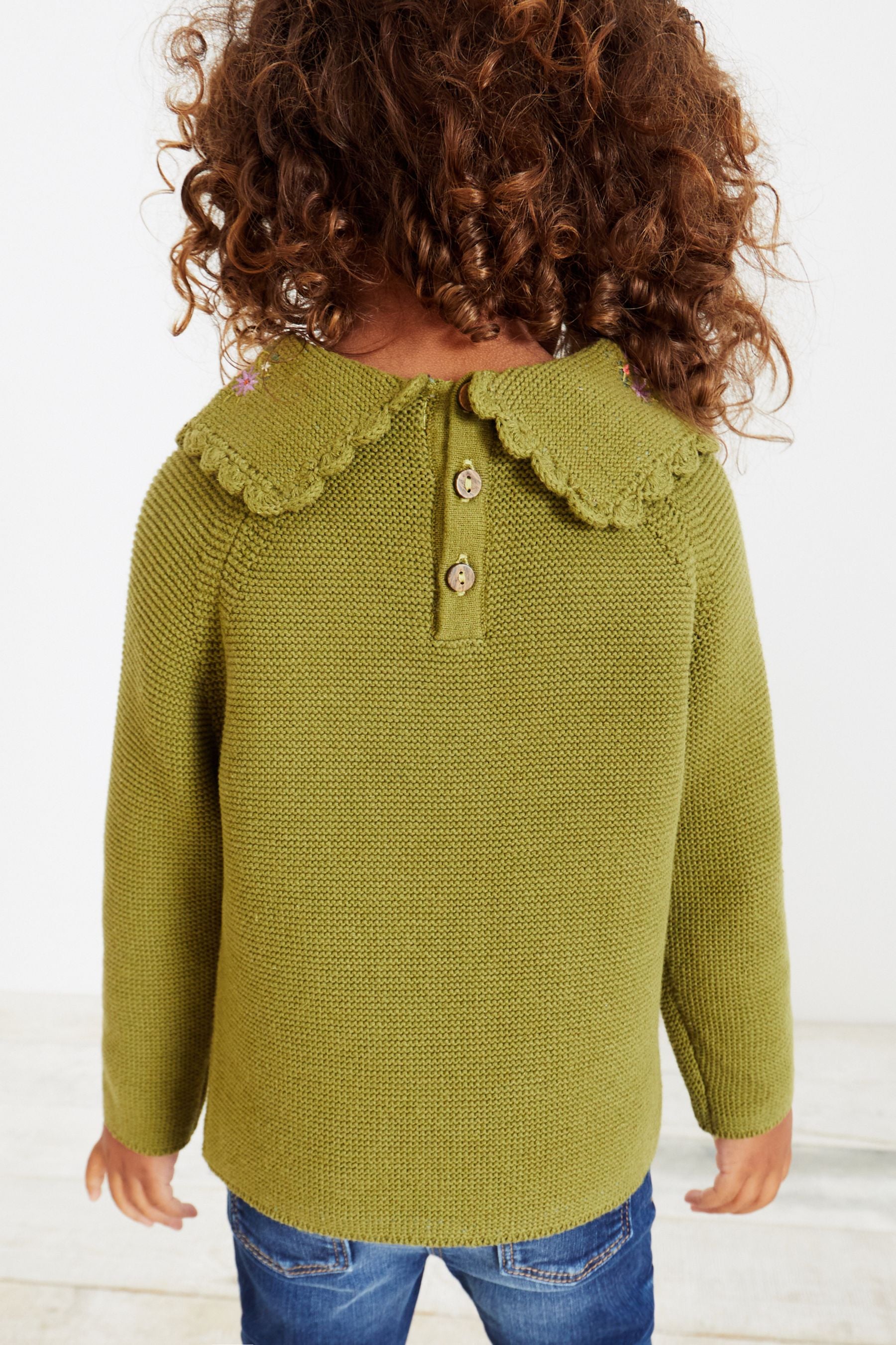 Green Embroidered Collar Jumper (3mths-7yrs)