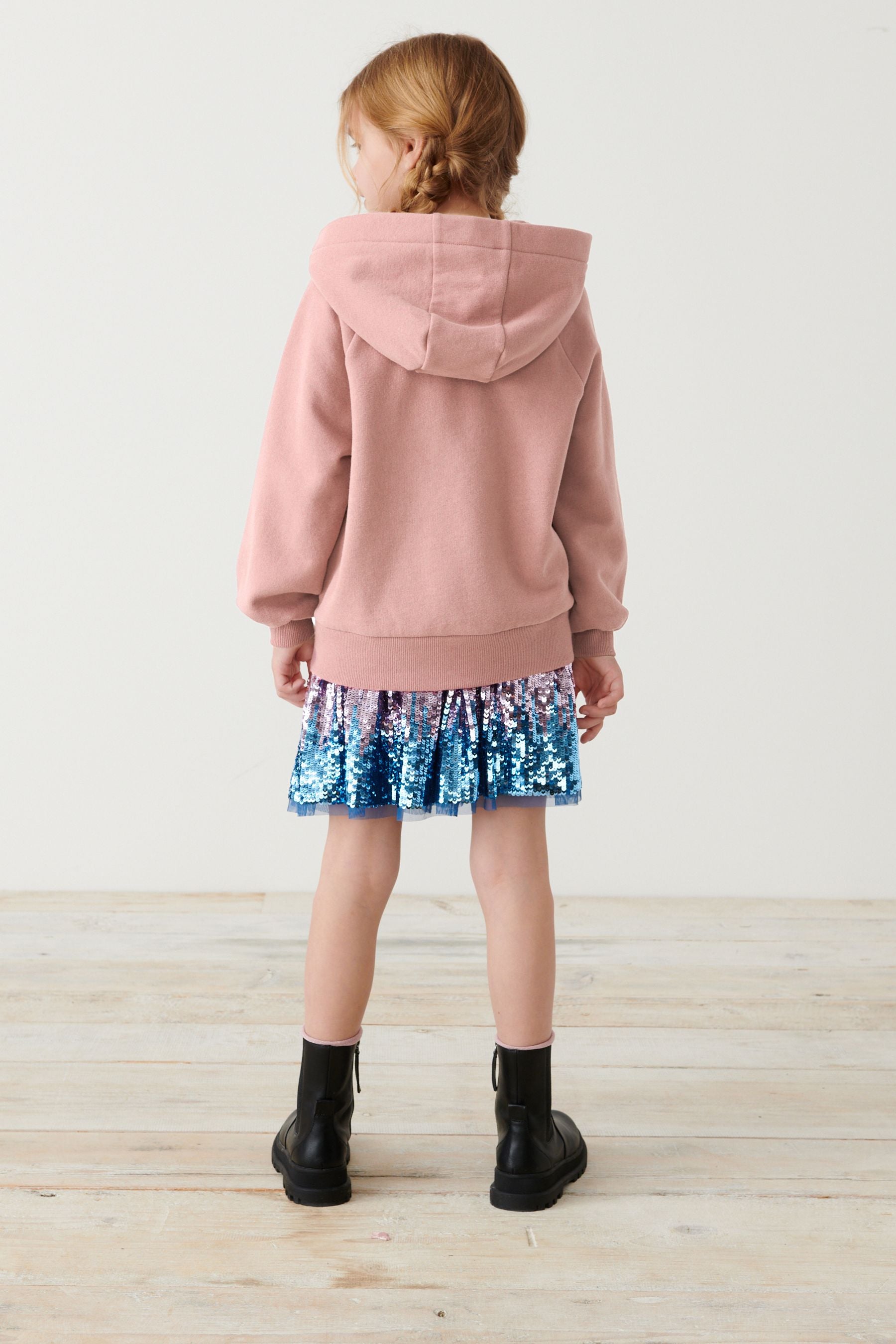 Pink Sequin Heart Hoodie (3-16yrs)