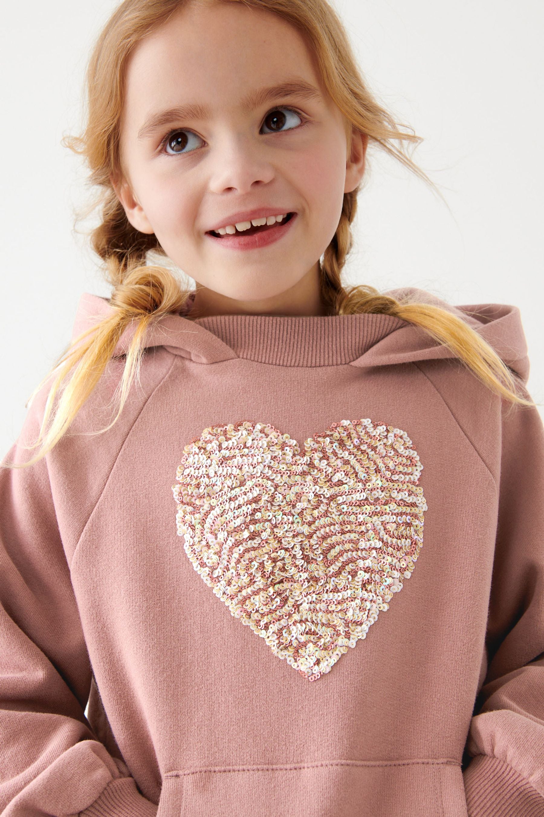 Pink Sequin Heart Hoodie (3-16yrs)