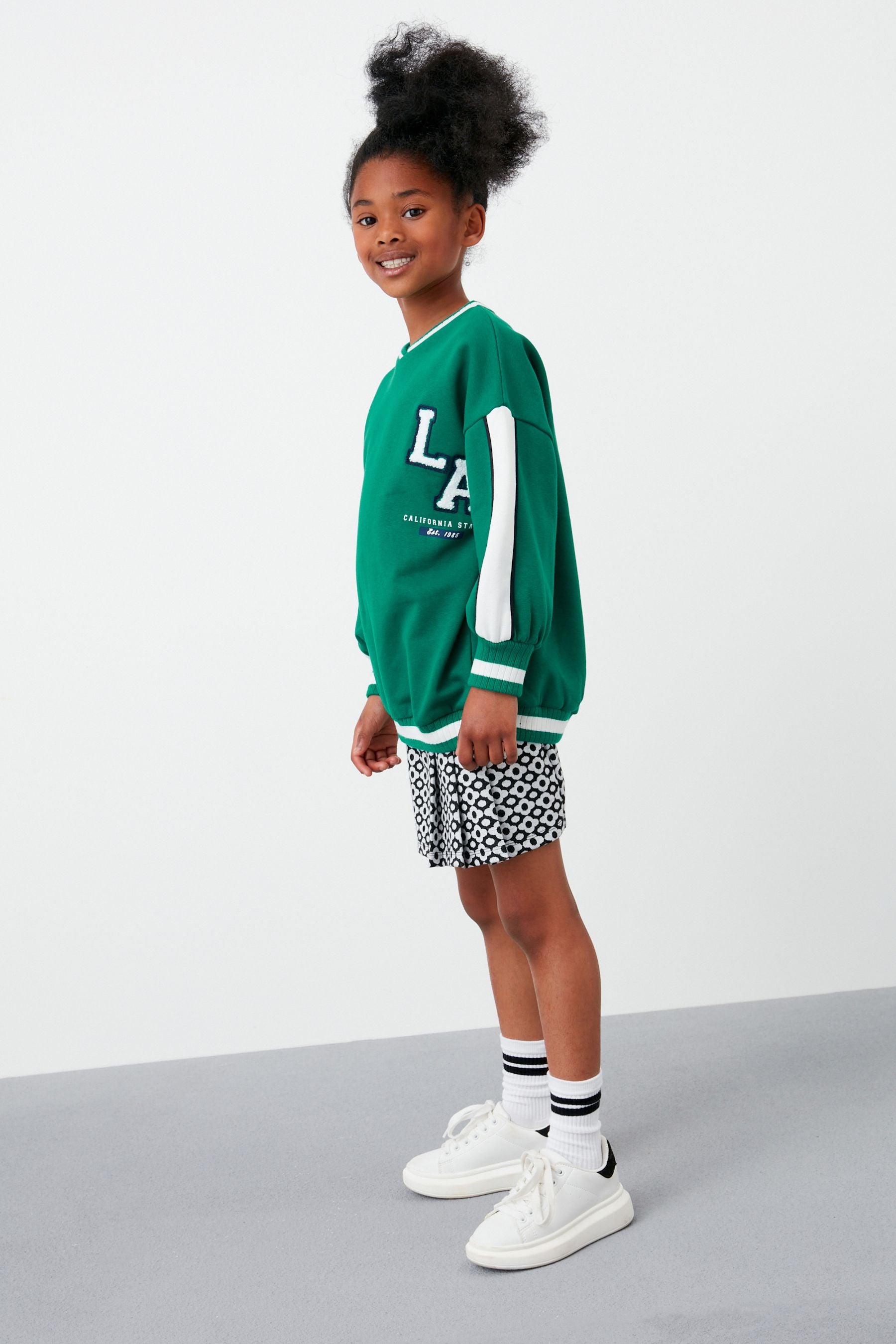 Green Varsity Crew Sweatshirt Top (3-16yrs)