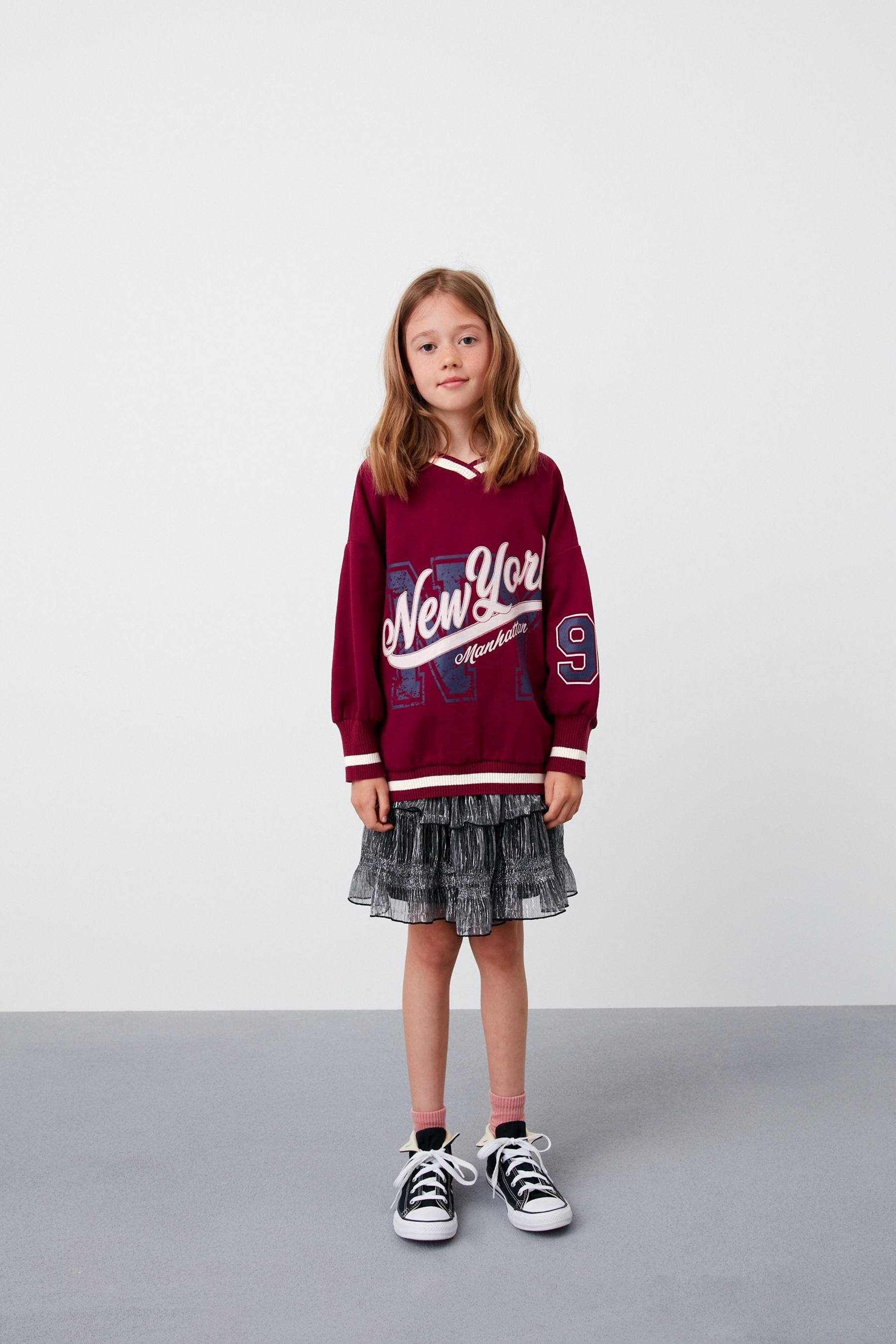 Berry Red Varsity Crew Sweatshirt Top (3-16yrs)