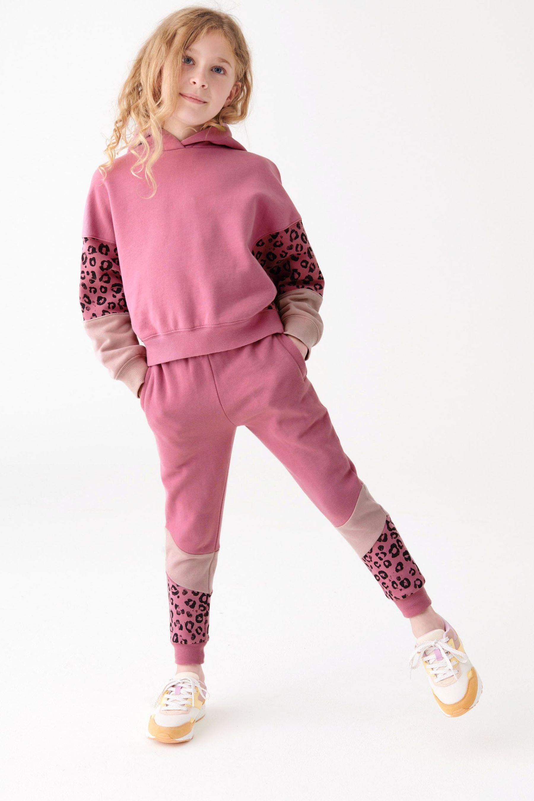 Pink/Animal Hoodie And Joggers Set (3-16yrs)