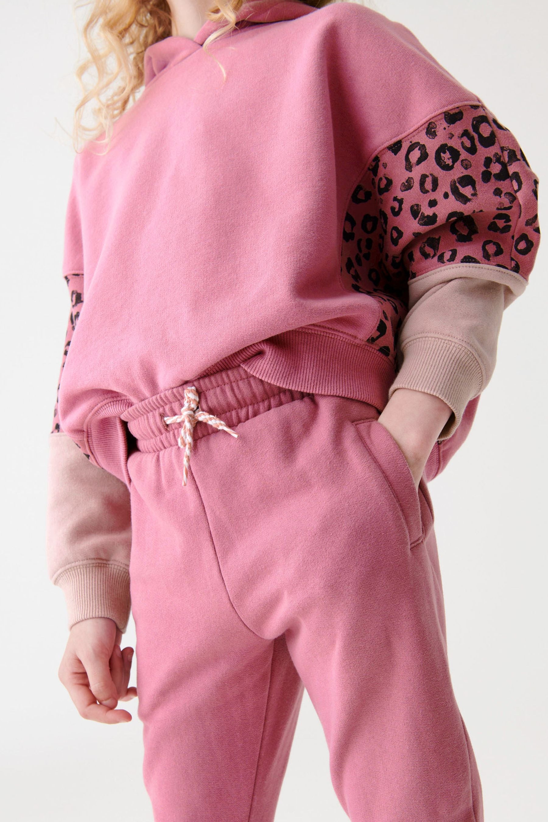 Pink/Animal Hoodie And Joggers Set (3-16yrs)