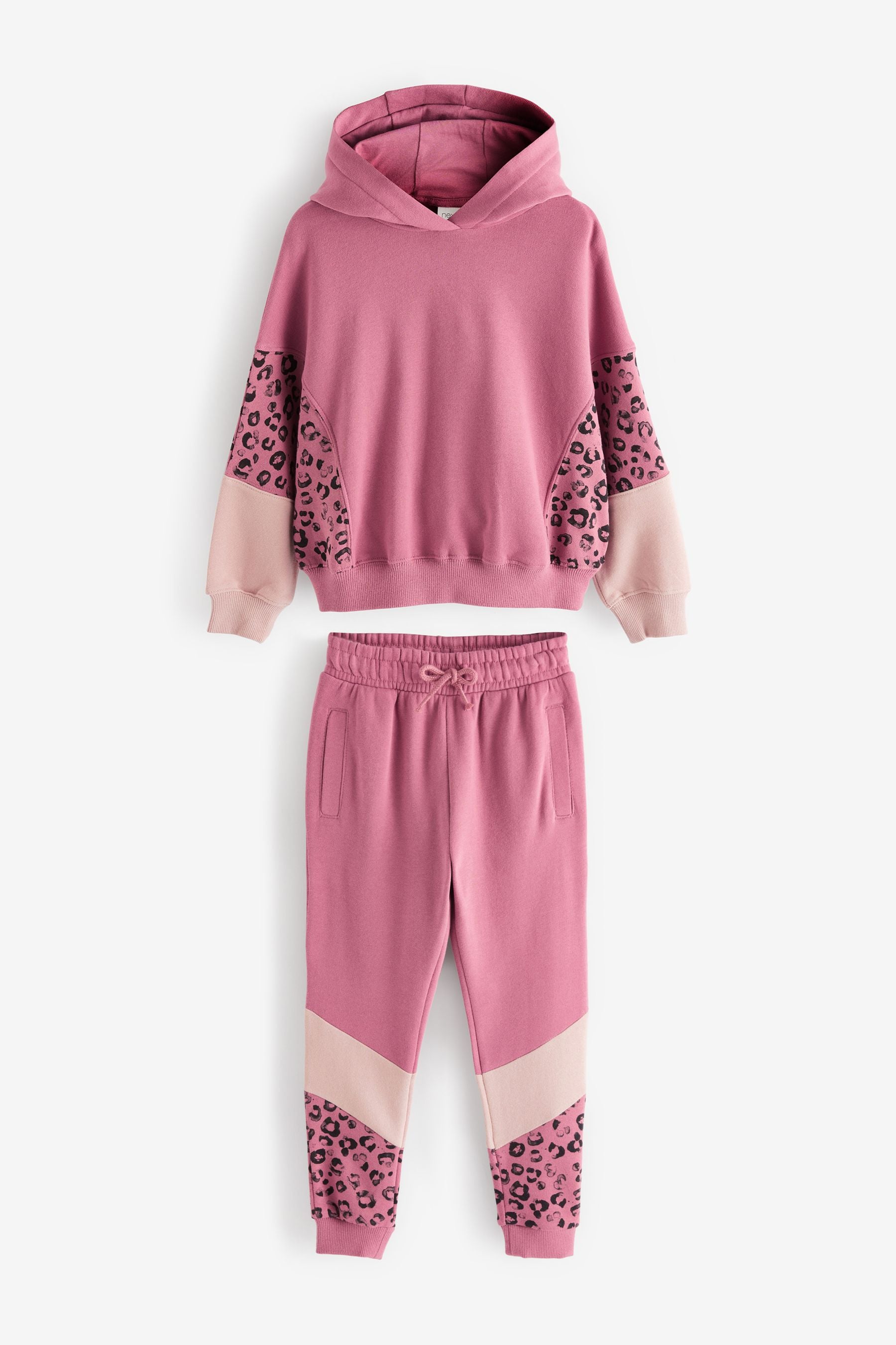 Pink/Animal Hoodie And Joggers Set (3-16yrs)