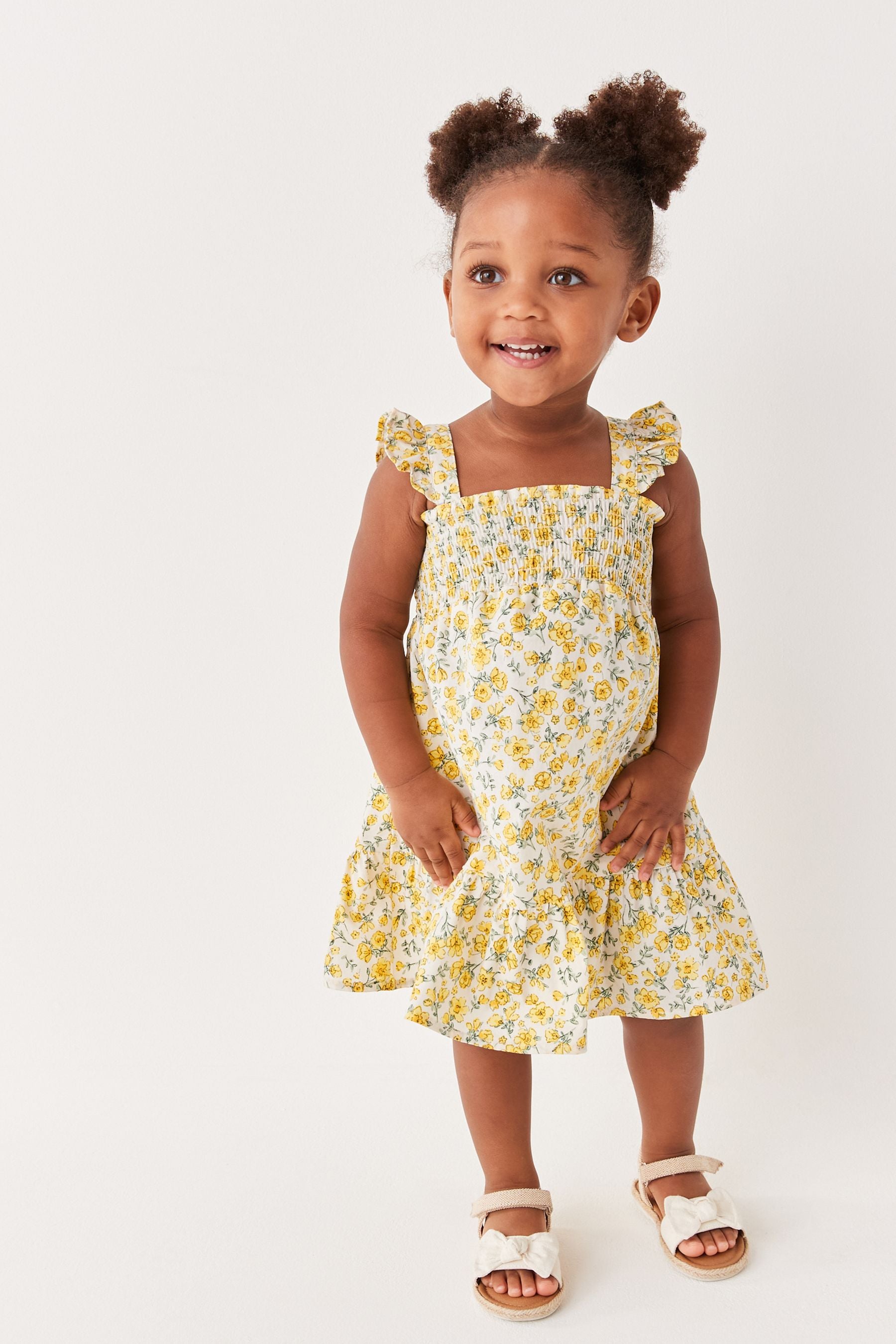 Yellow Floral Sleeveless Dress (3mths-7yrs)