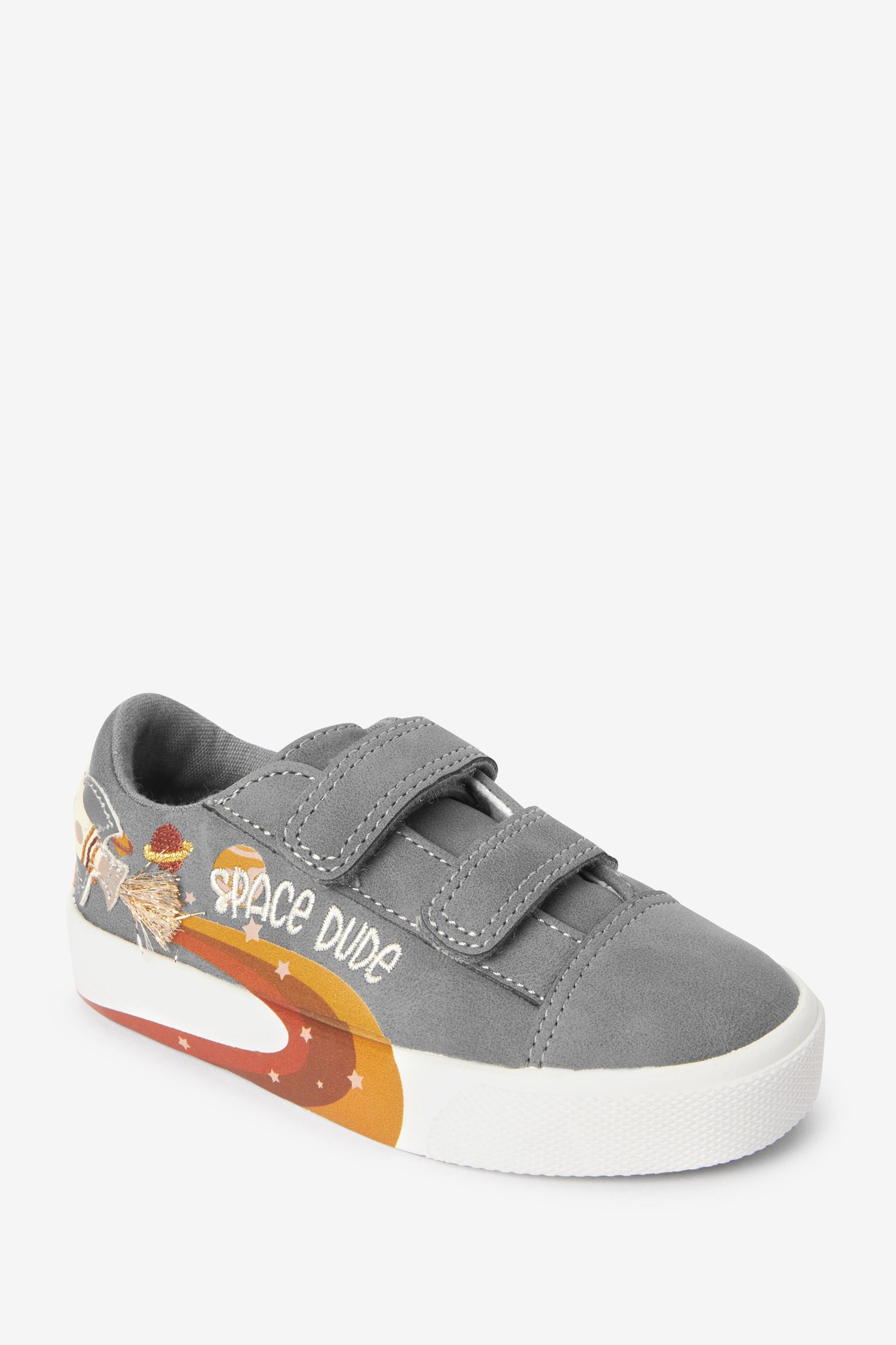 Mid Grey Rocket Strap Touch Fastening Shoes