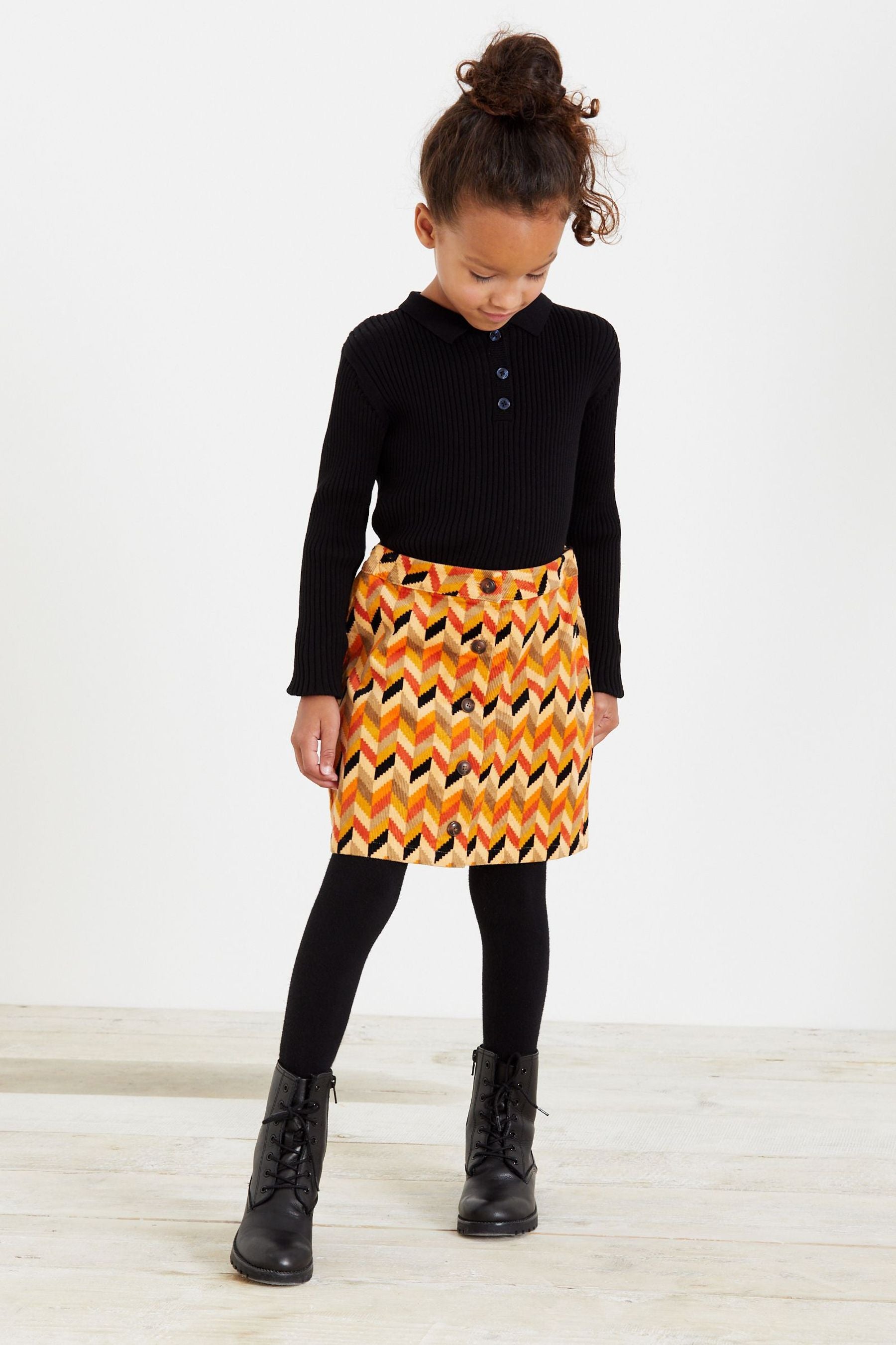 Orange Patterned Cord Skirt (3-16yrs)