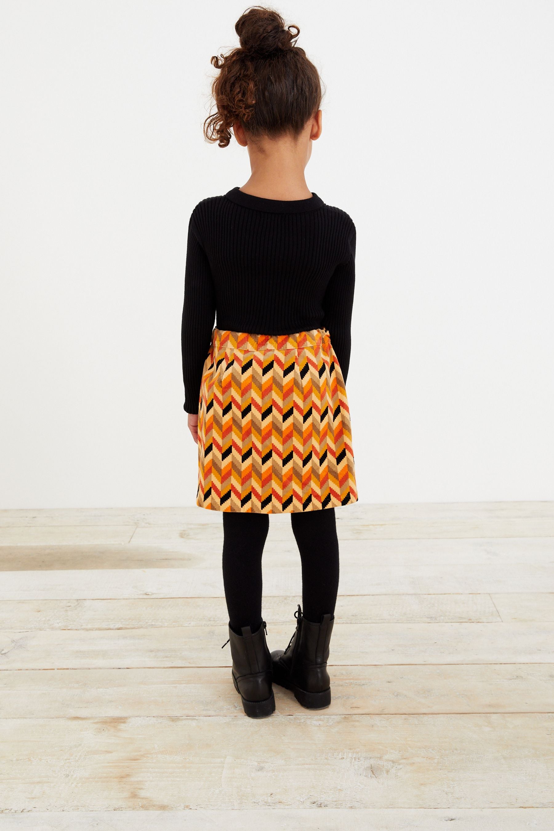 Orange Patterned Cord Skirt (3-16yrs)