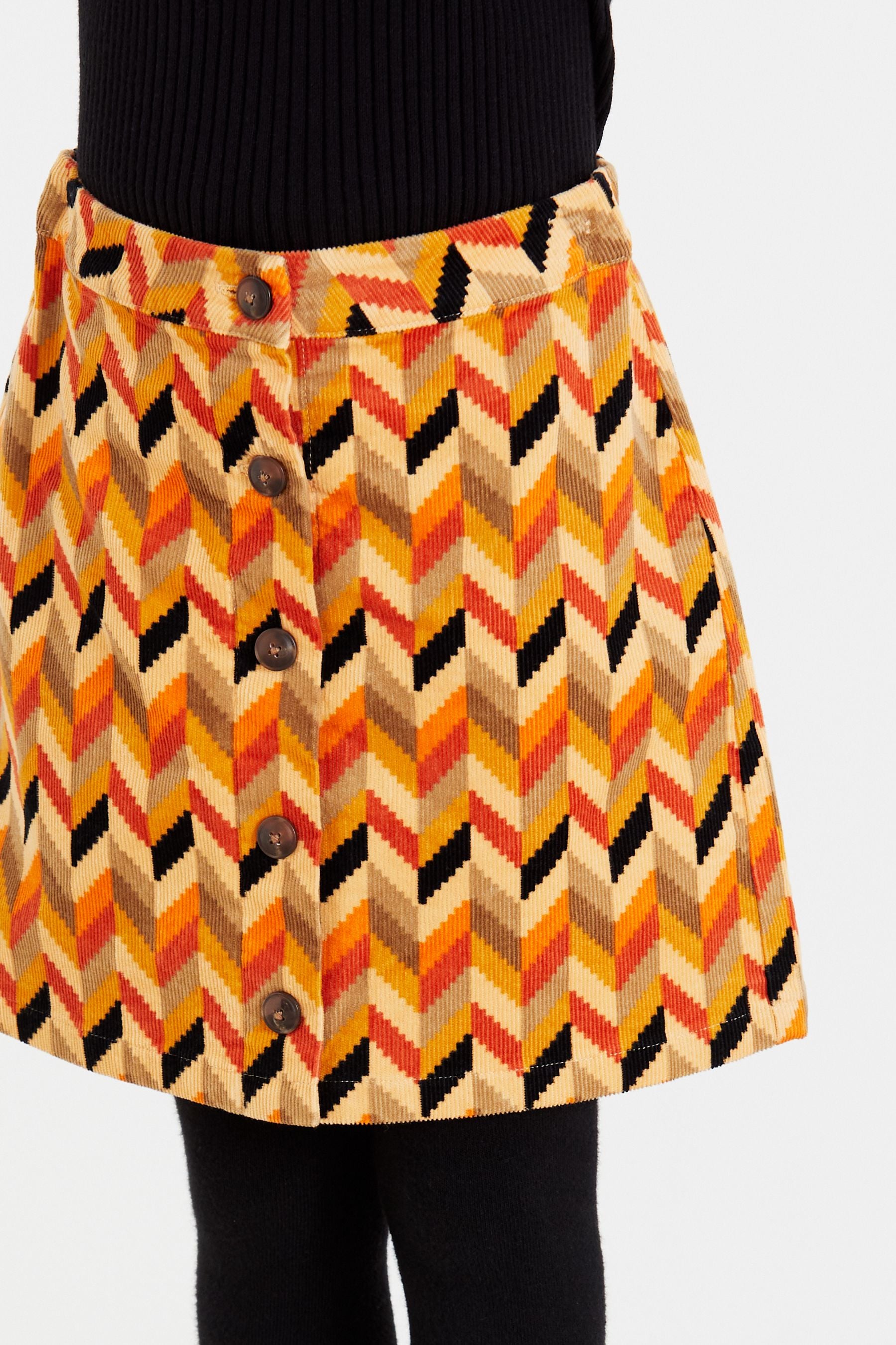 Orange Patterned Cord Skirt (3-16yrs)