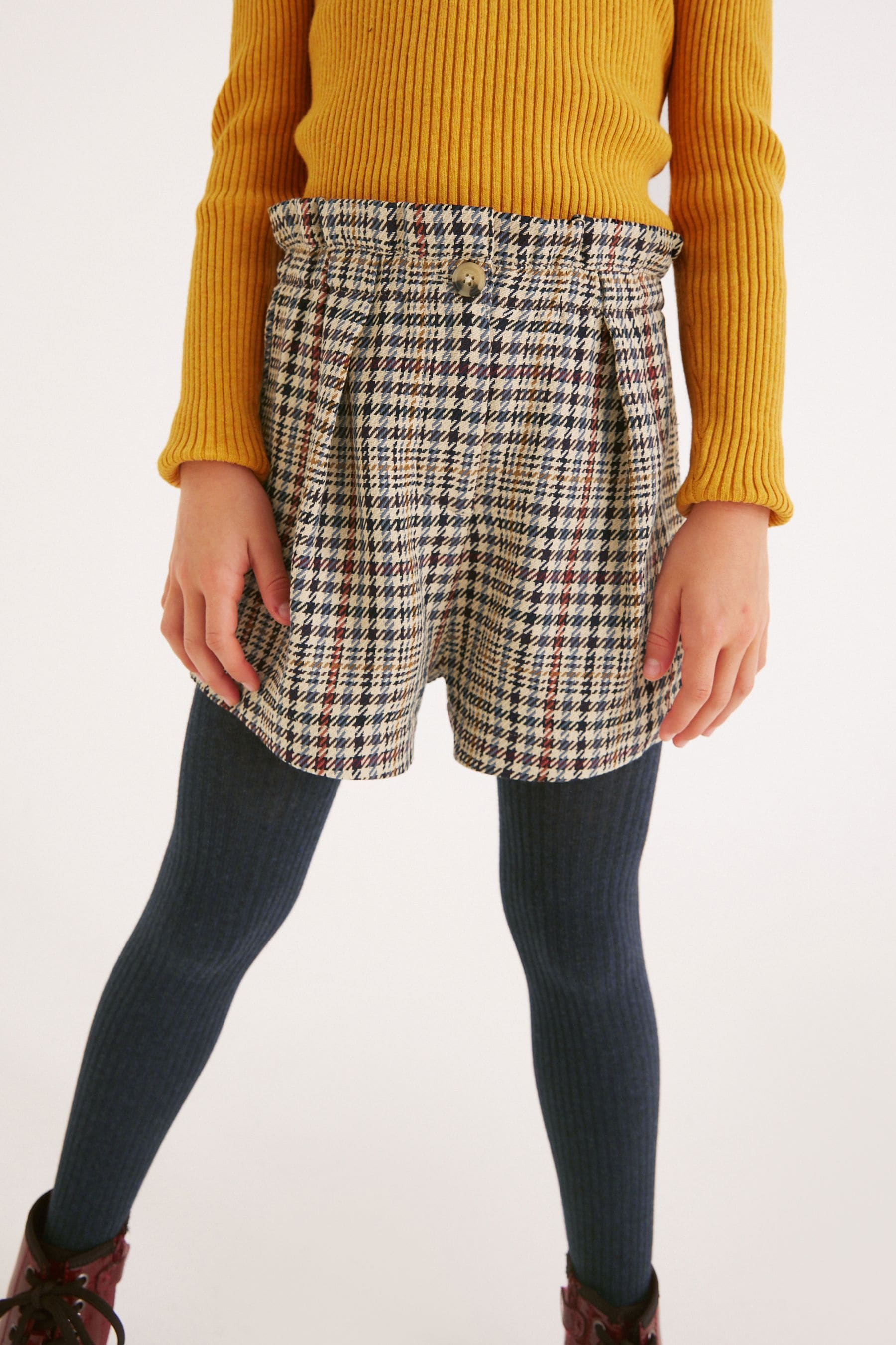 Neutral Check Shorts And Tights (3-16yrs)