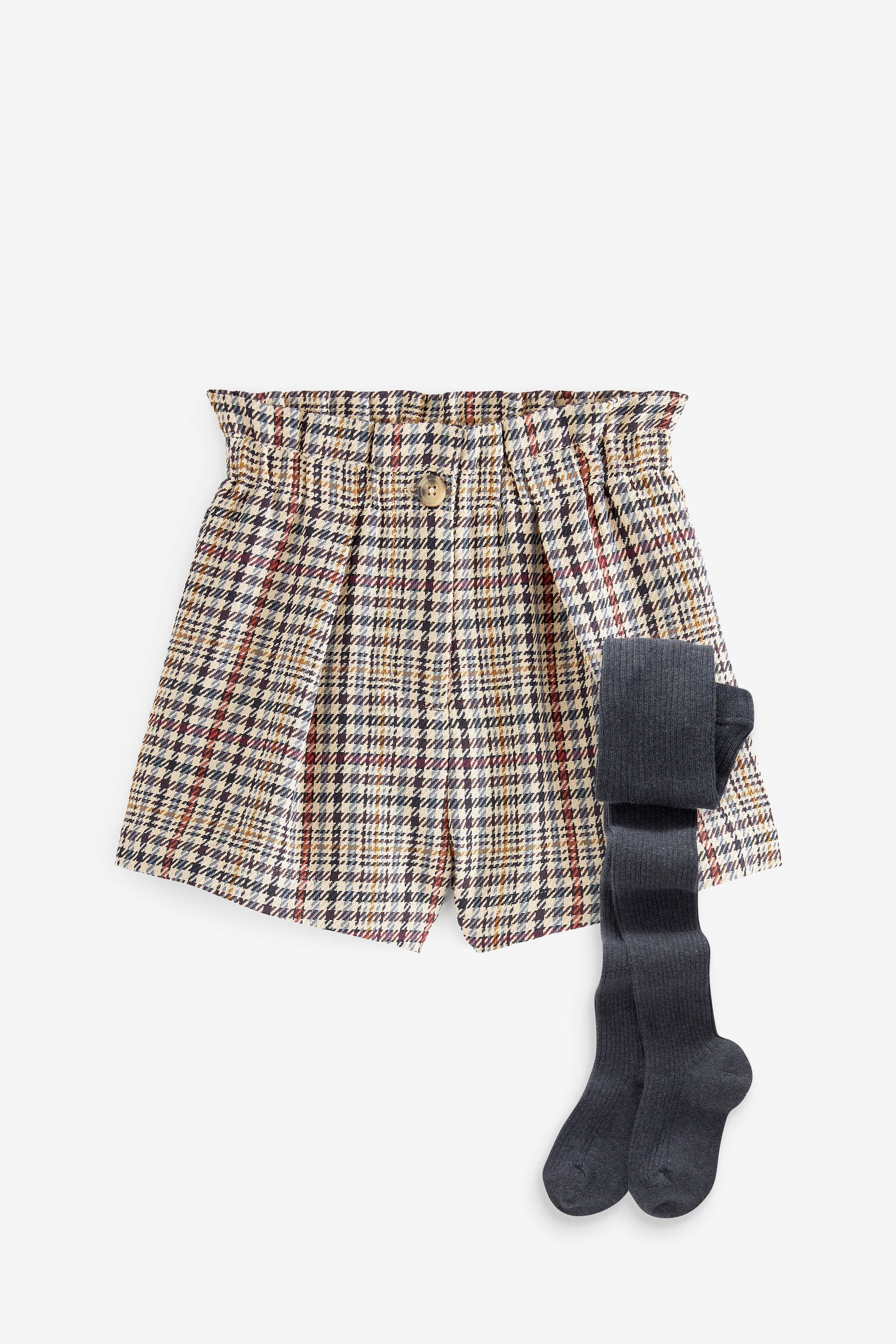 Neutral Check Shorts And Tights (3-16yrs)