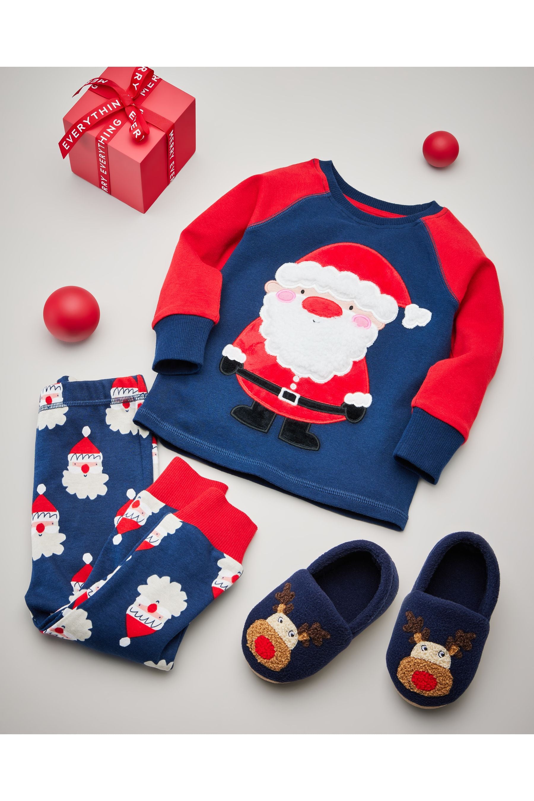 Navy Blue Santa Christmas Pyjamas (9mths-12yrs)