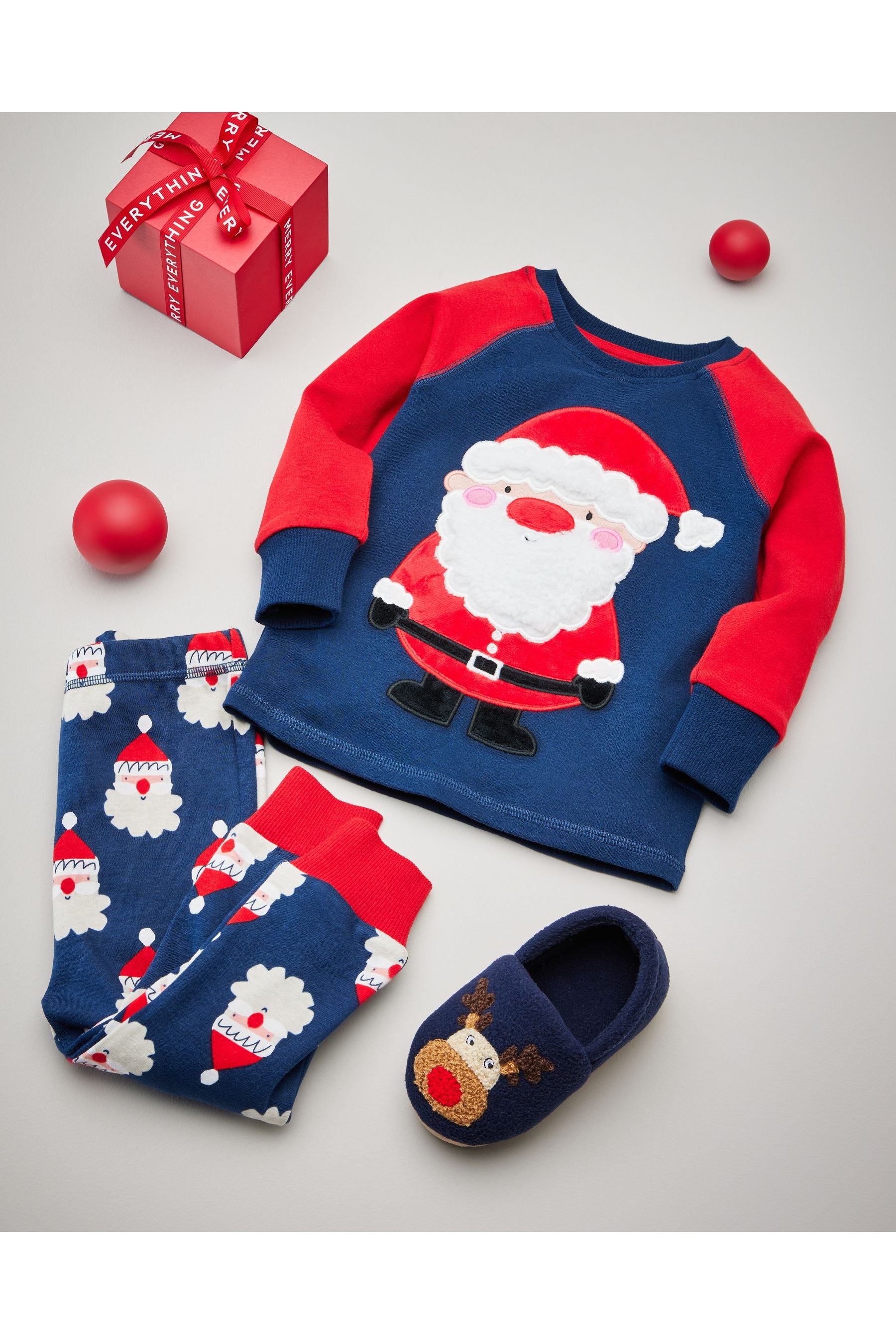 Navy Blue Santa Christmas Pyjamas (9mths-12yrs)