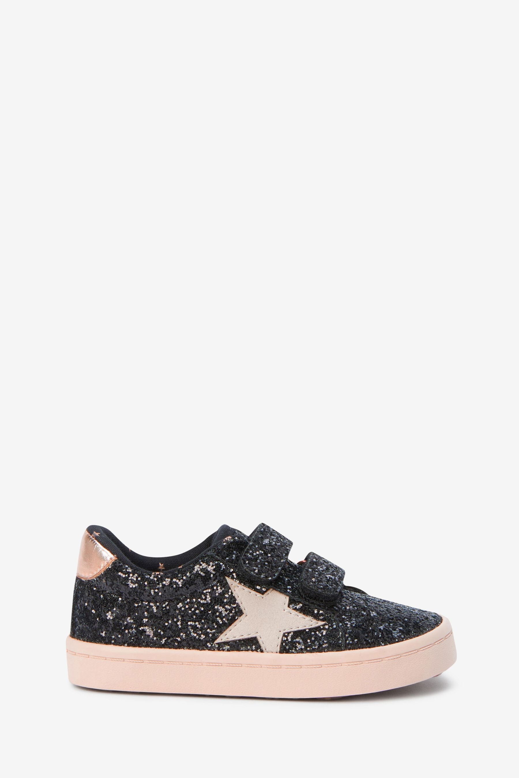 Black Glitter Star Trainers