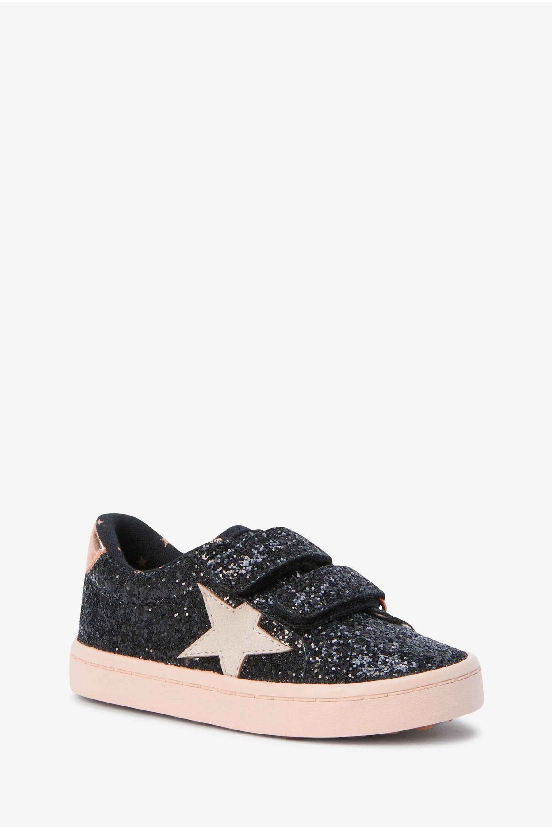 Black Glitter Star Trainers