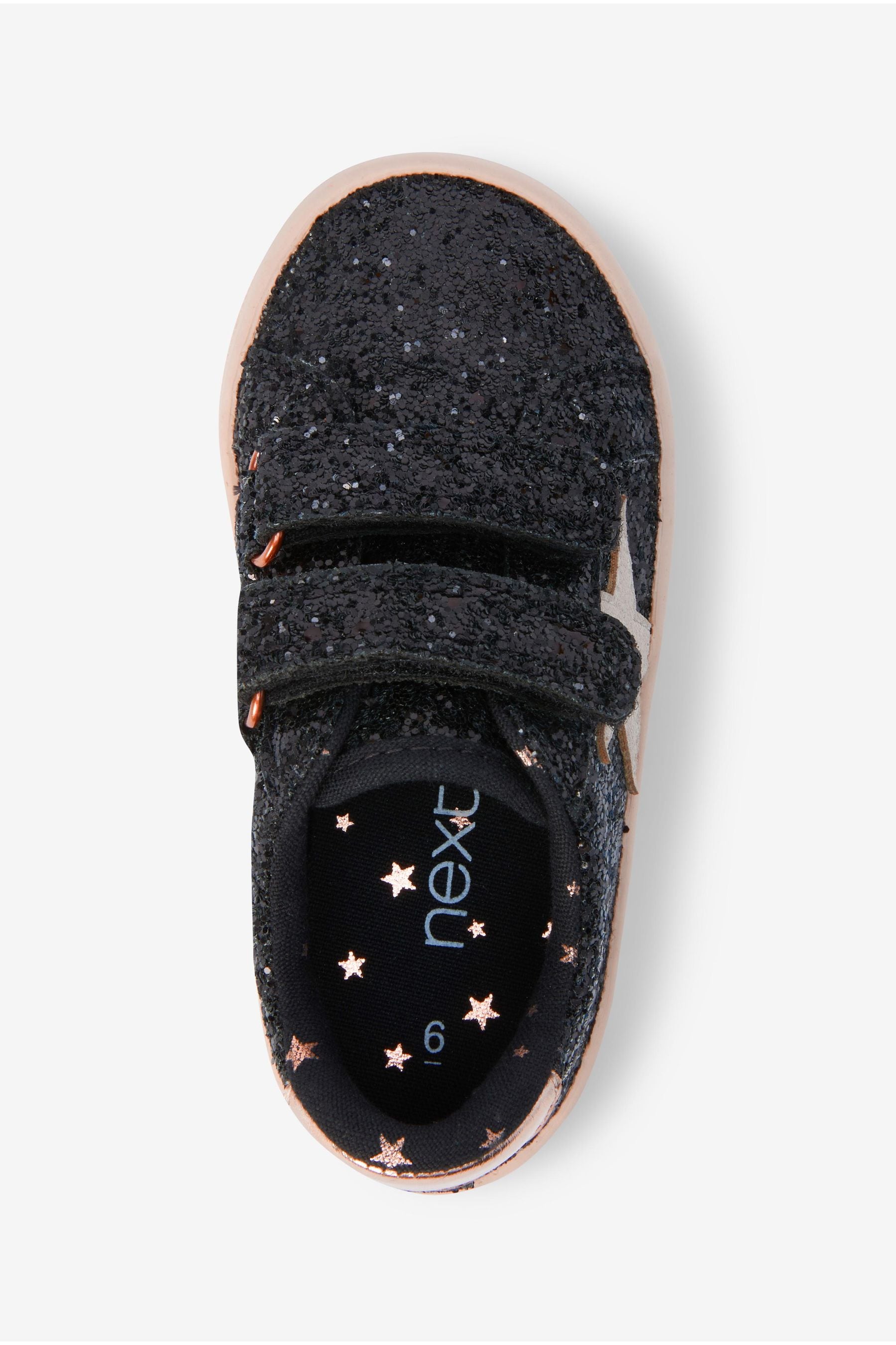 Black Glitter Star Trainers