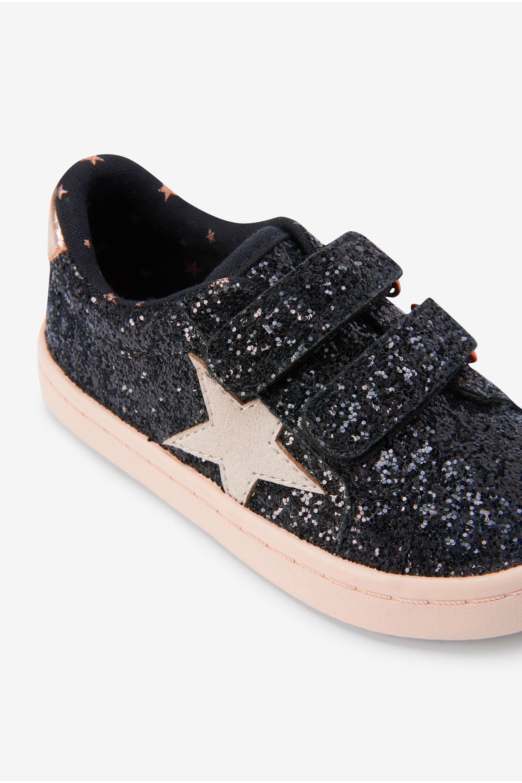 Black Glitter Star Trainers