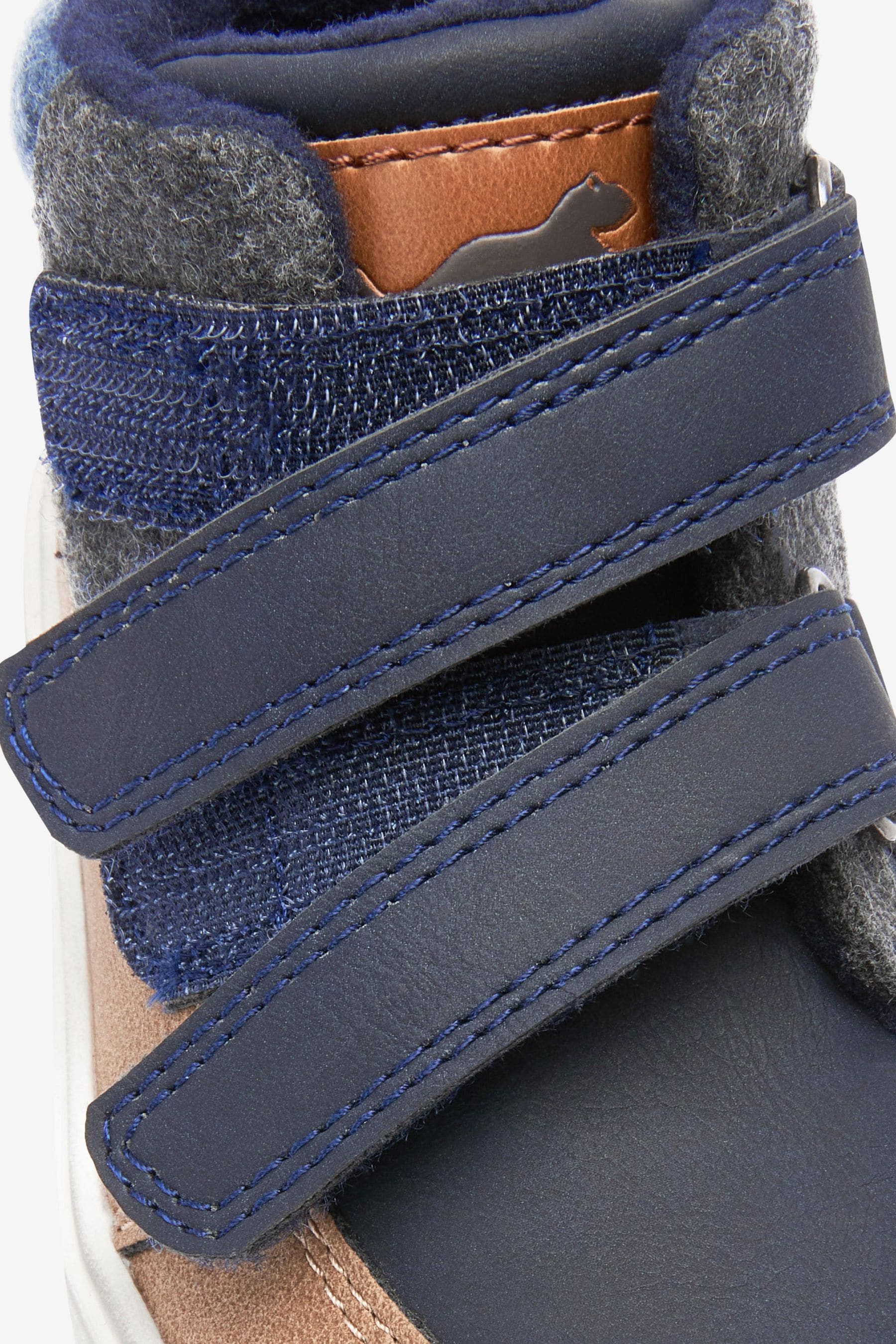 Tan Brown/Navy Blue Warm Lined Touch Fastening Boots