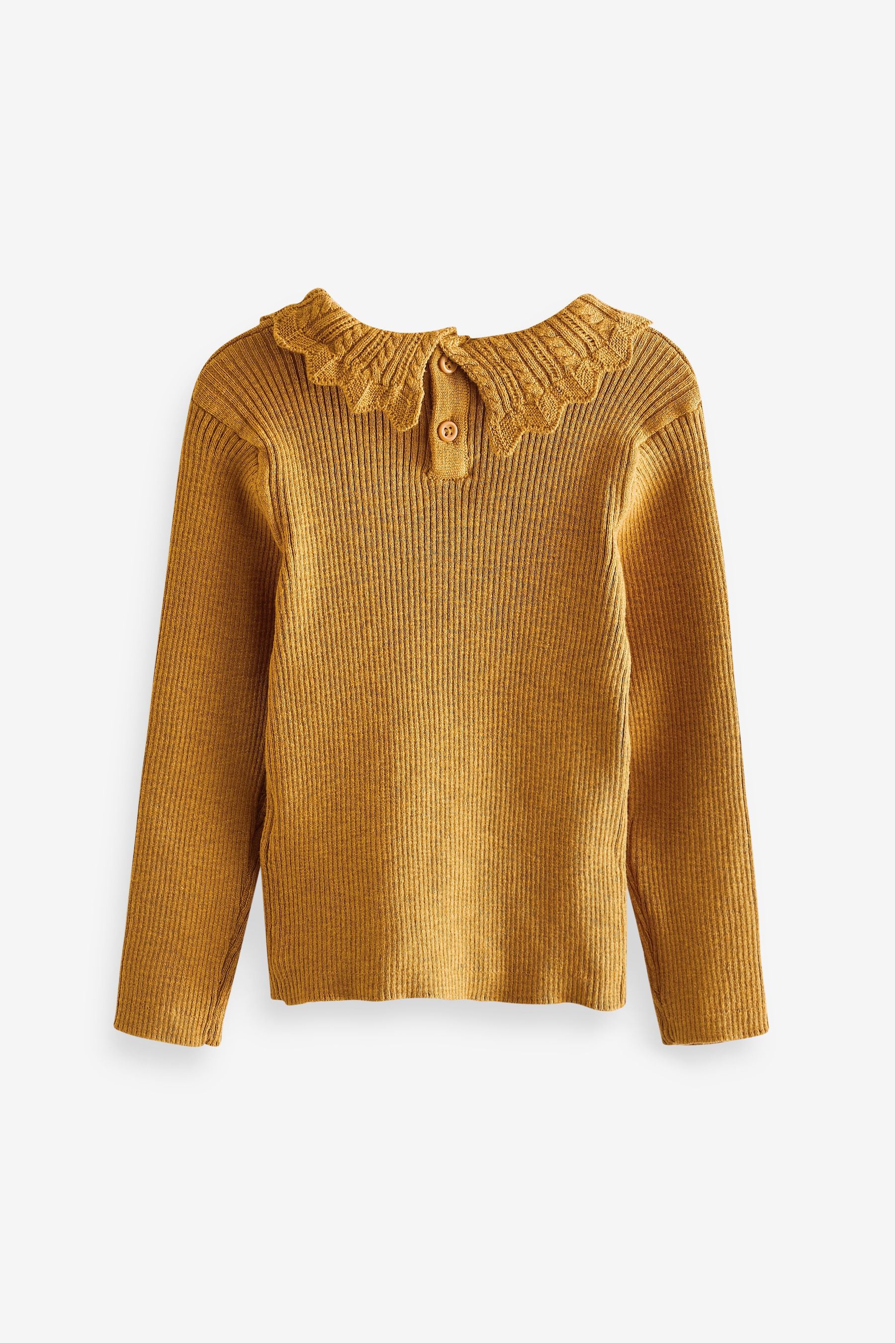 Ochre Yellow Pointelle Neck Jumper (3mths-7yrs)