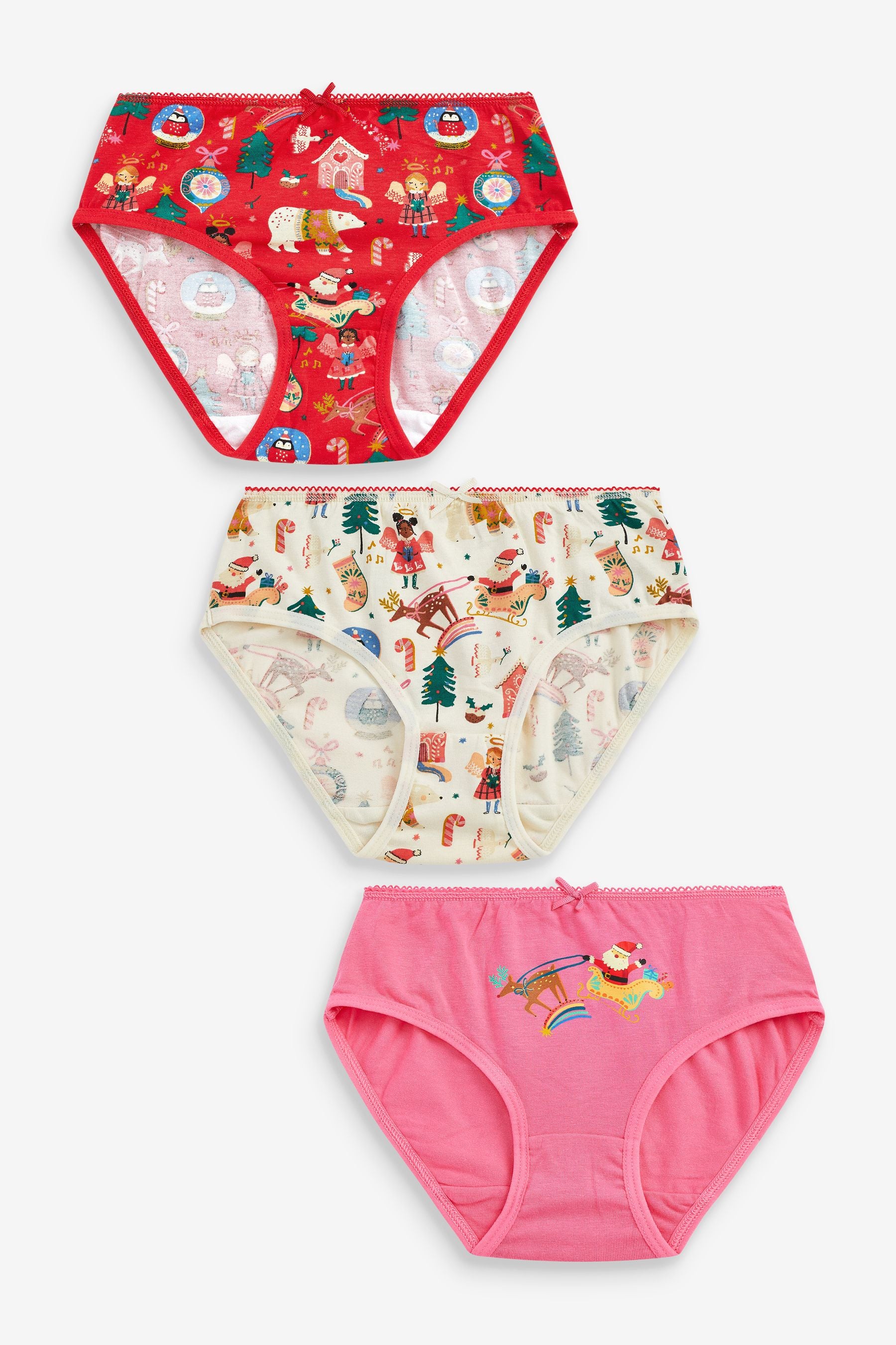 Red/White Christmas 3 Pack Briefs (1.5-12yrs)