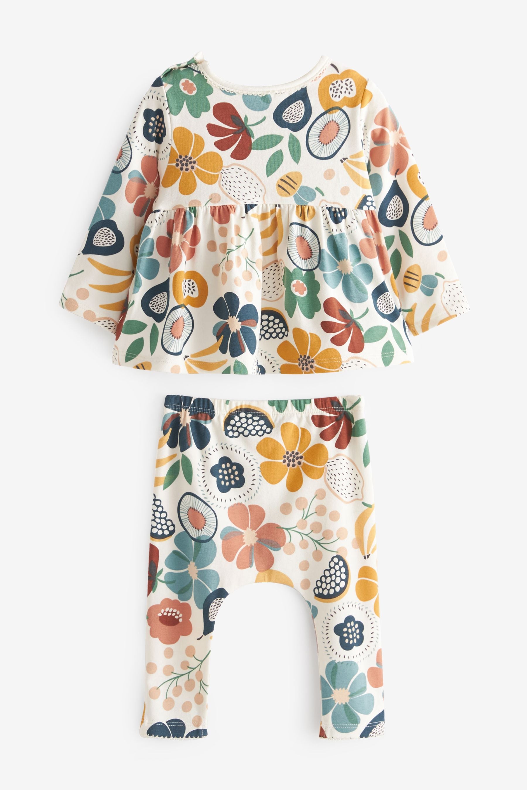 Ochre Yellow Floral 4 Piece Baby Wrap Tops And Leggings Set