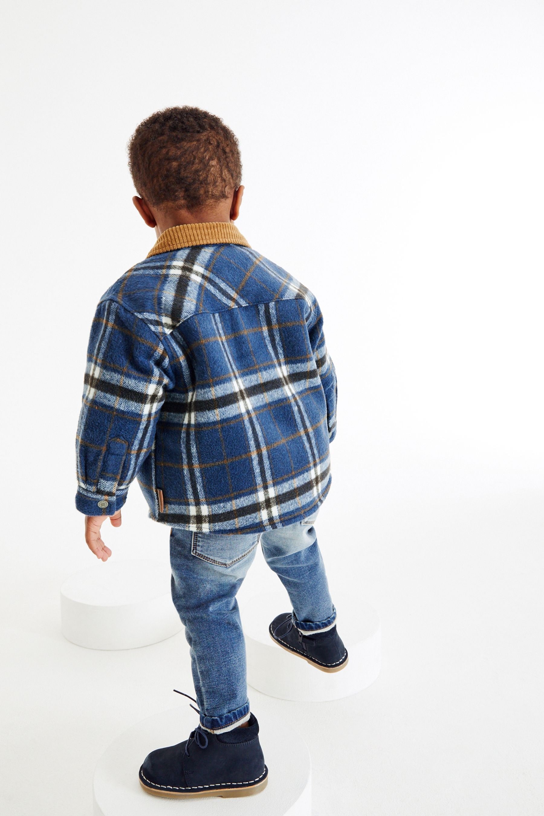 Blue Check Teddy Lined Shacket (3mths-7yrs)