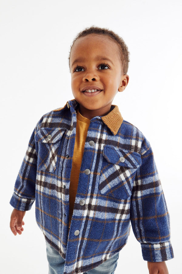 Blue Check Teddy Lined Shacket (3mths-7yrs)