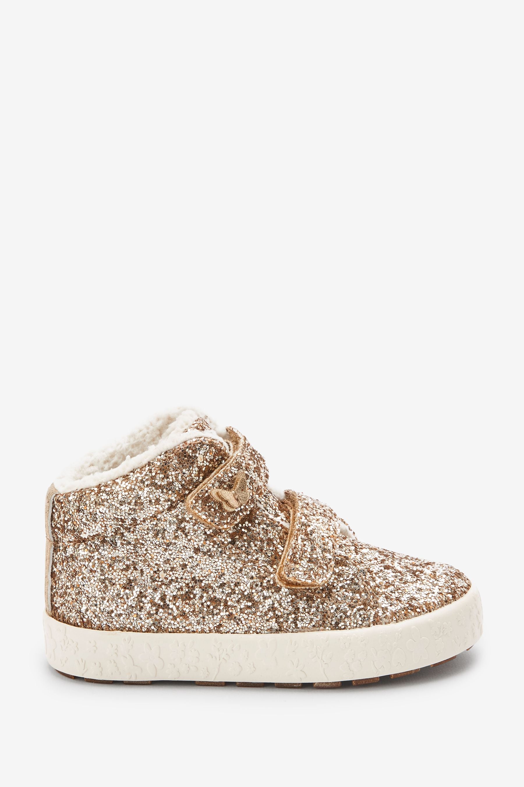 Gold Glitter High Top Trainers