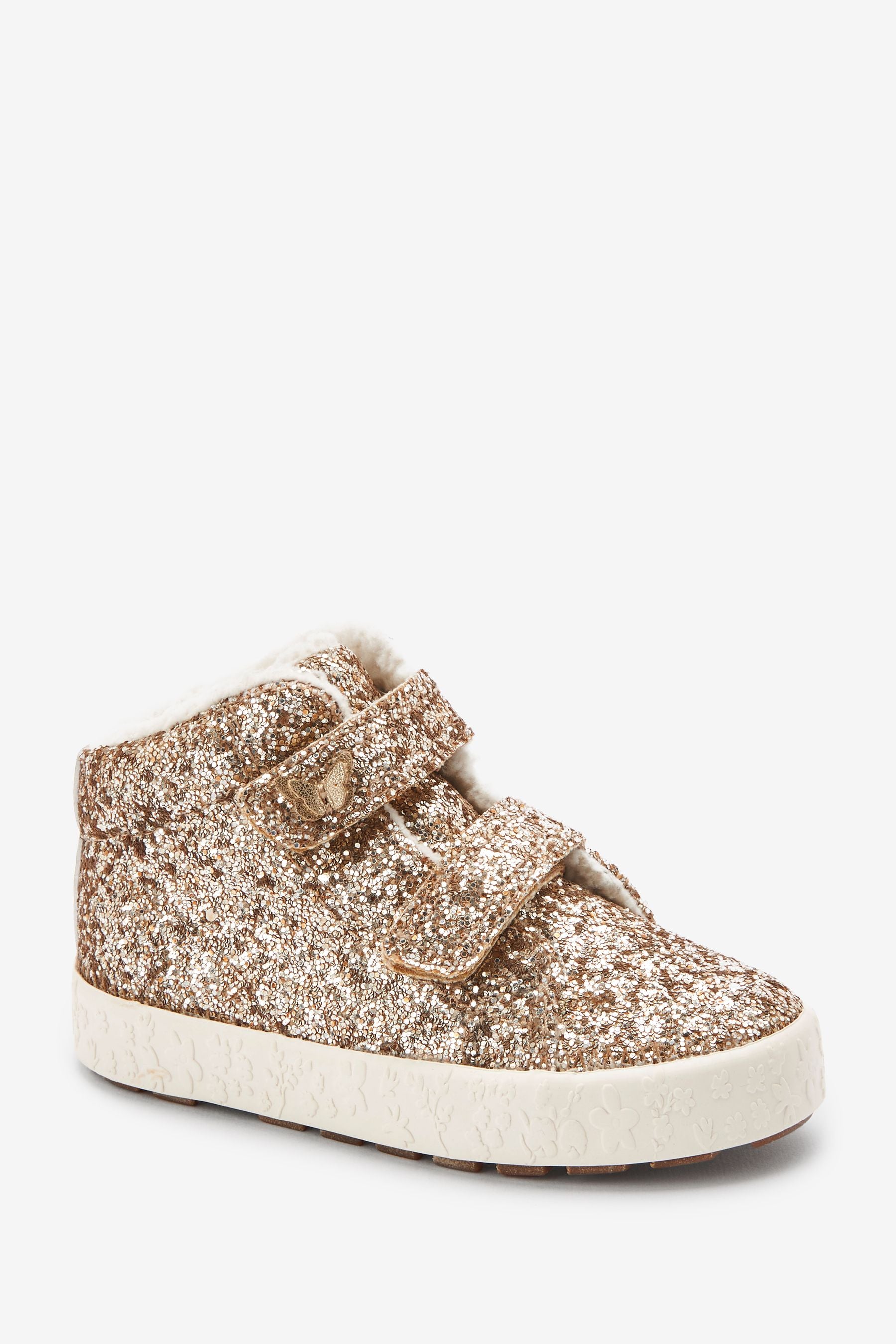 Gold Glitter High Top Trainers