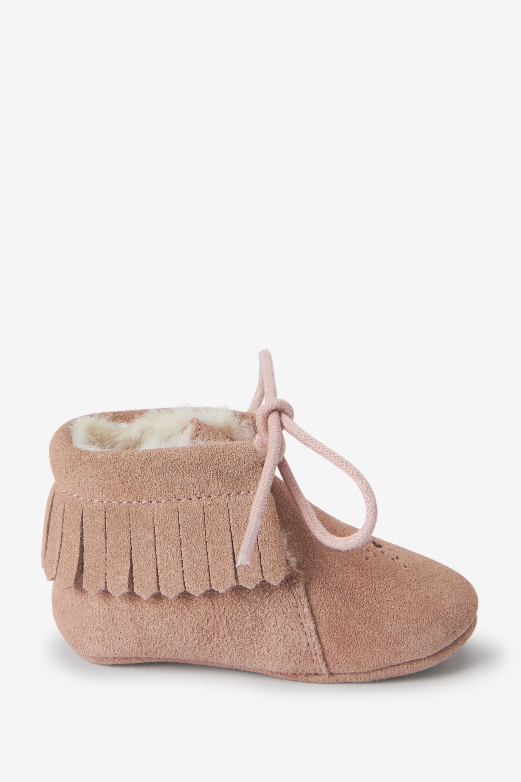 Pink Suede Tassel Baby Booties (0-18mths)