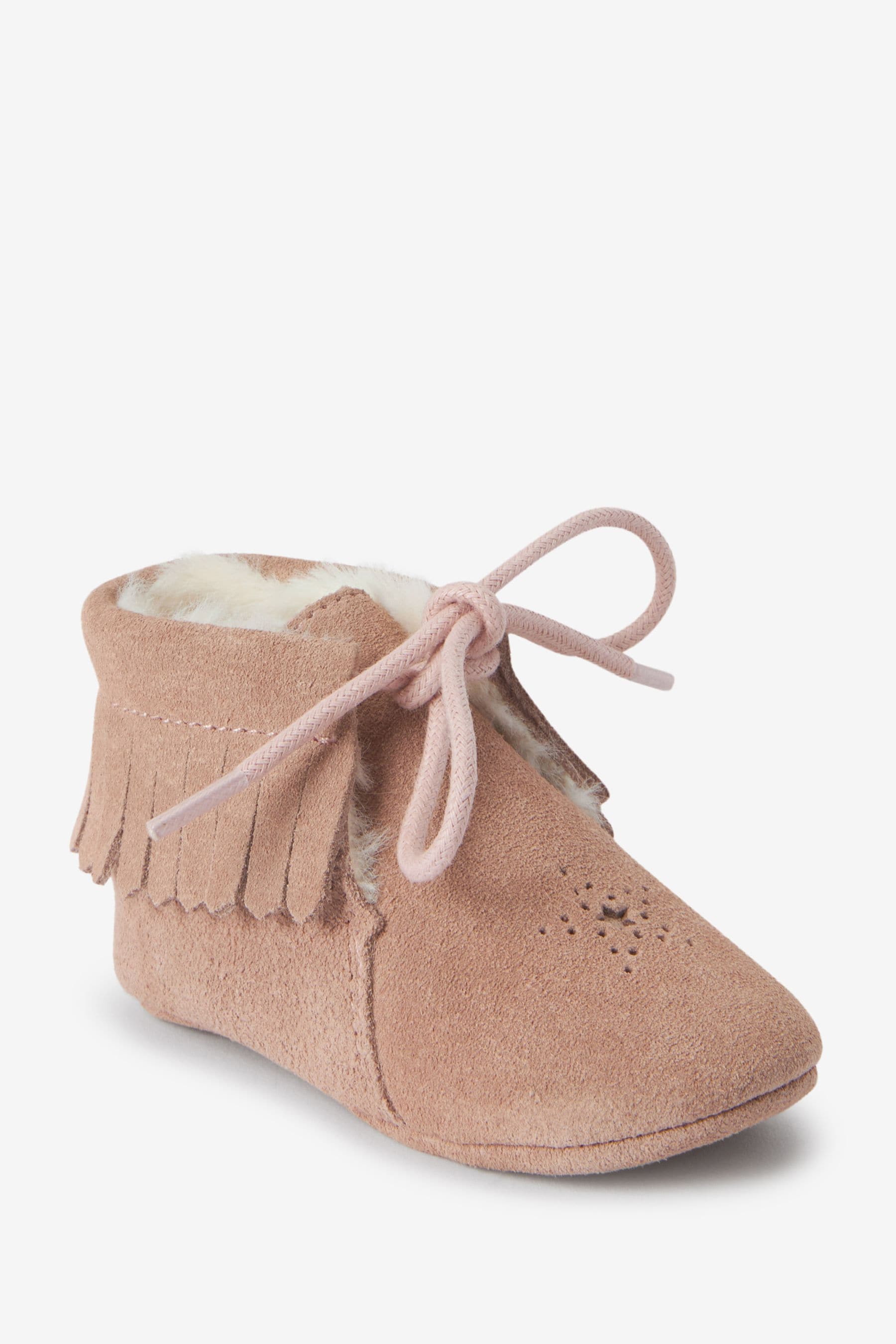 Pink Suede Tassel Baby Booties (0-18mths)