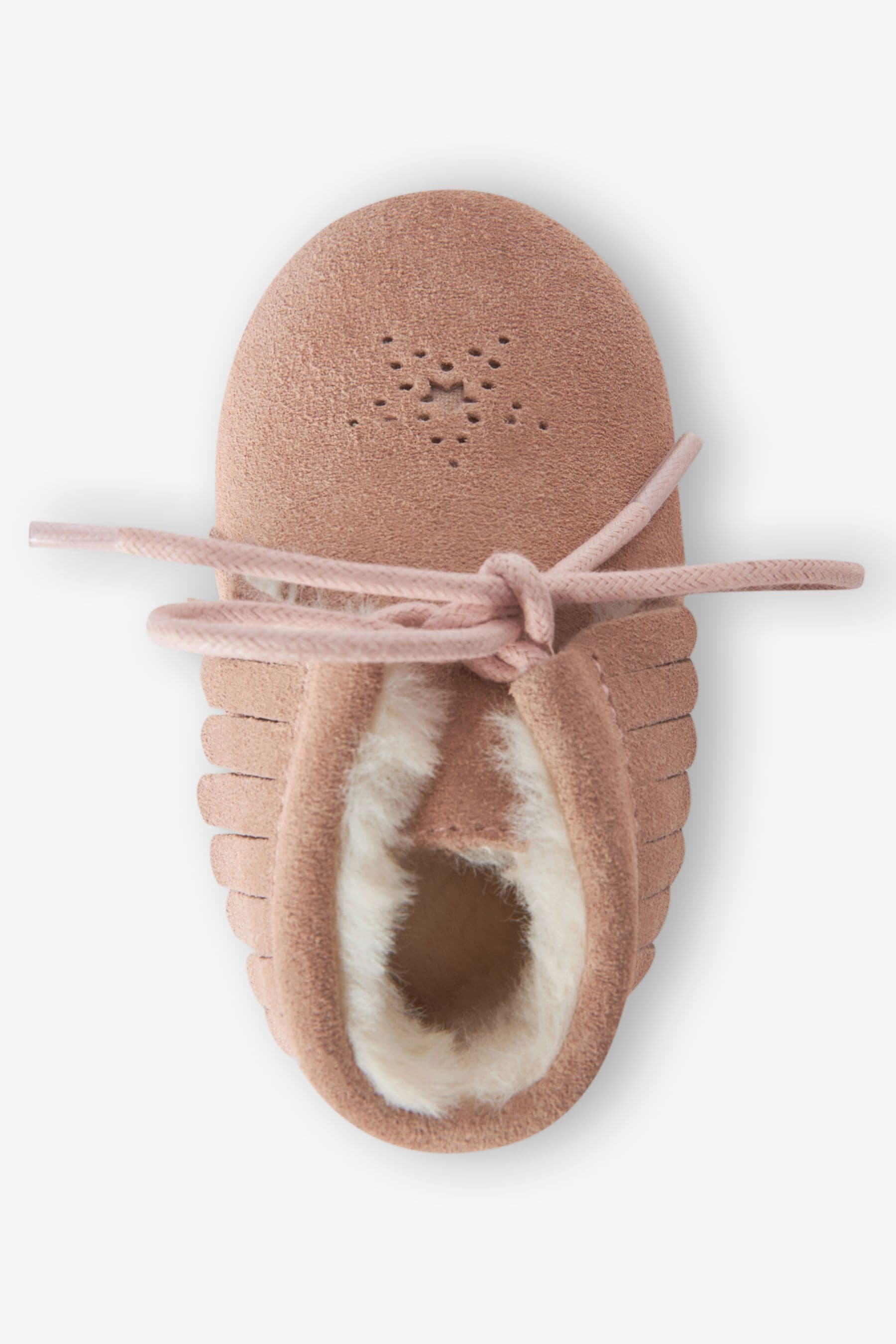 Pink Suede Tassel Baby Booties (0-18mths)