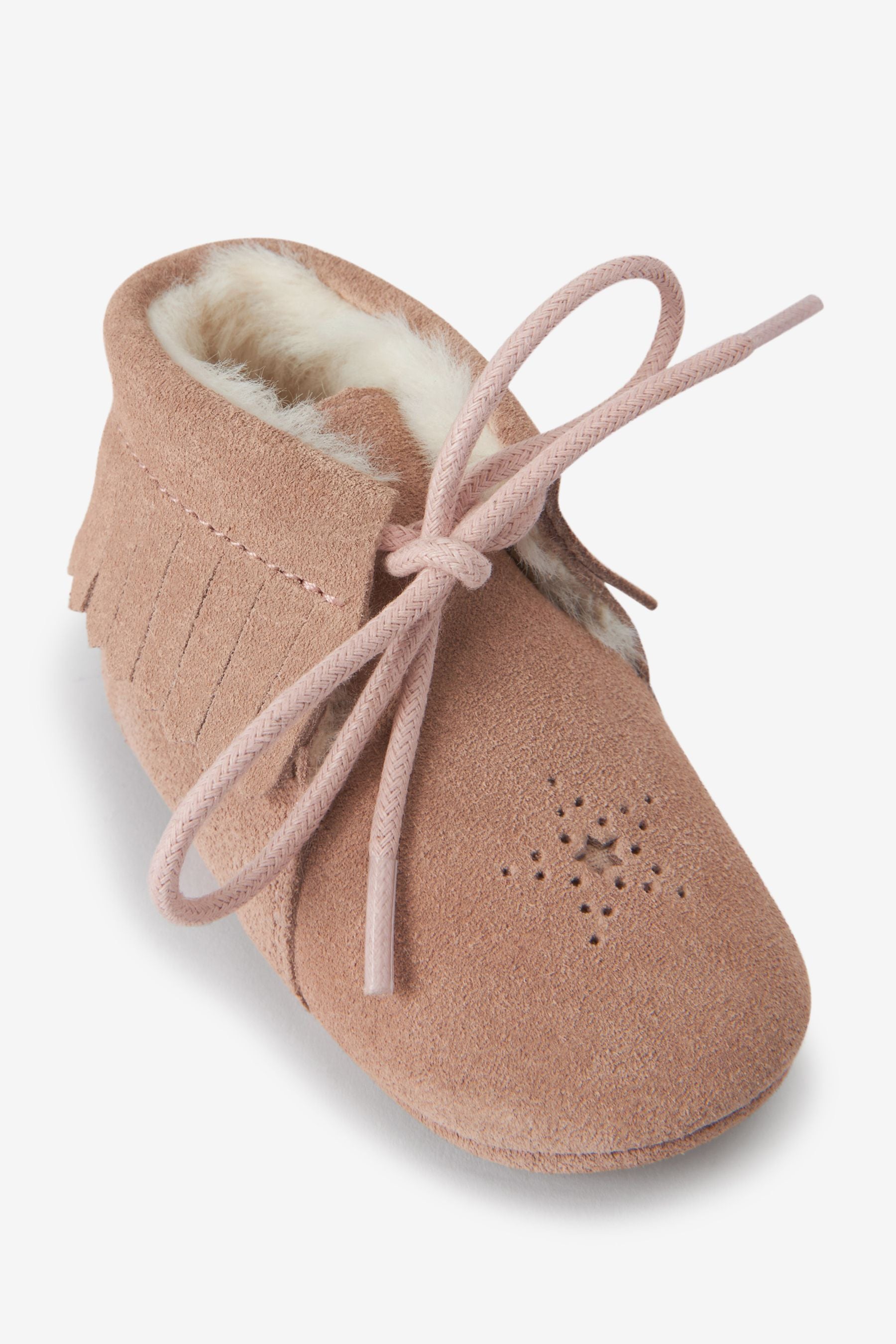 Pink Suede Tassel Baby Booties (0-18mths)