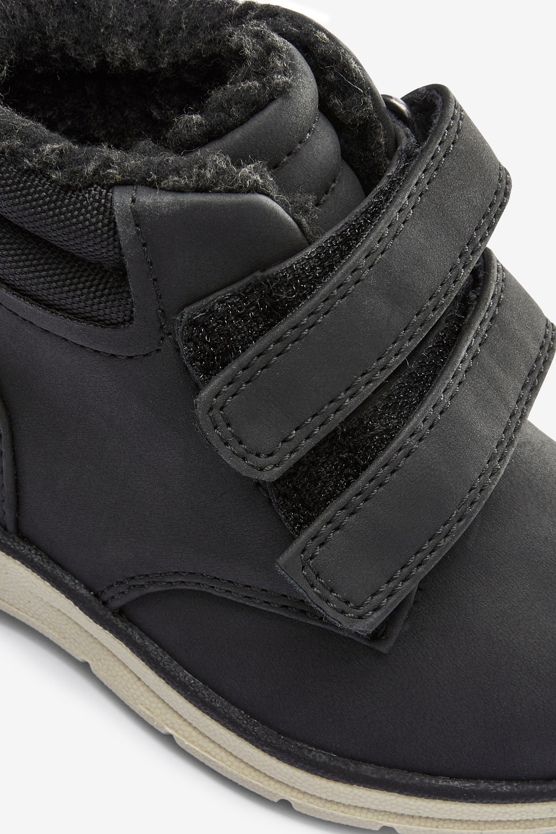 Black Warm Lined Touch Fastening Work Boots