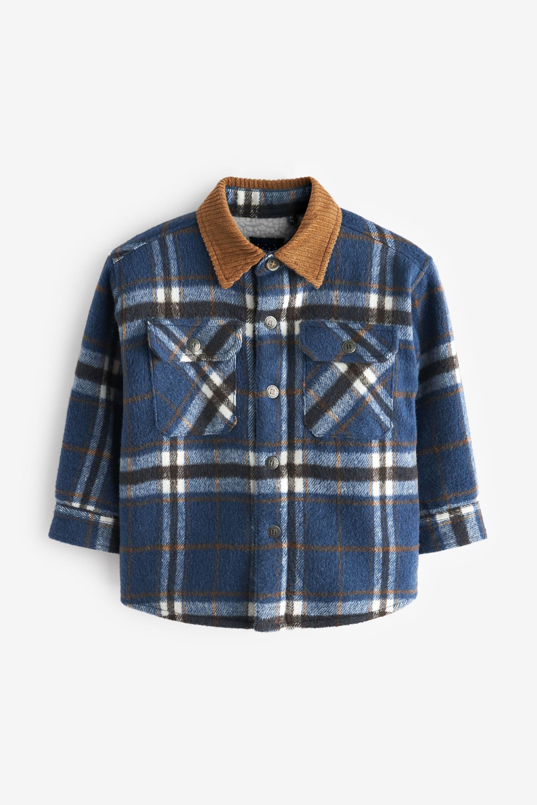 Blue Check Teddy Lined Shacket (3mths-7yrs)