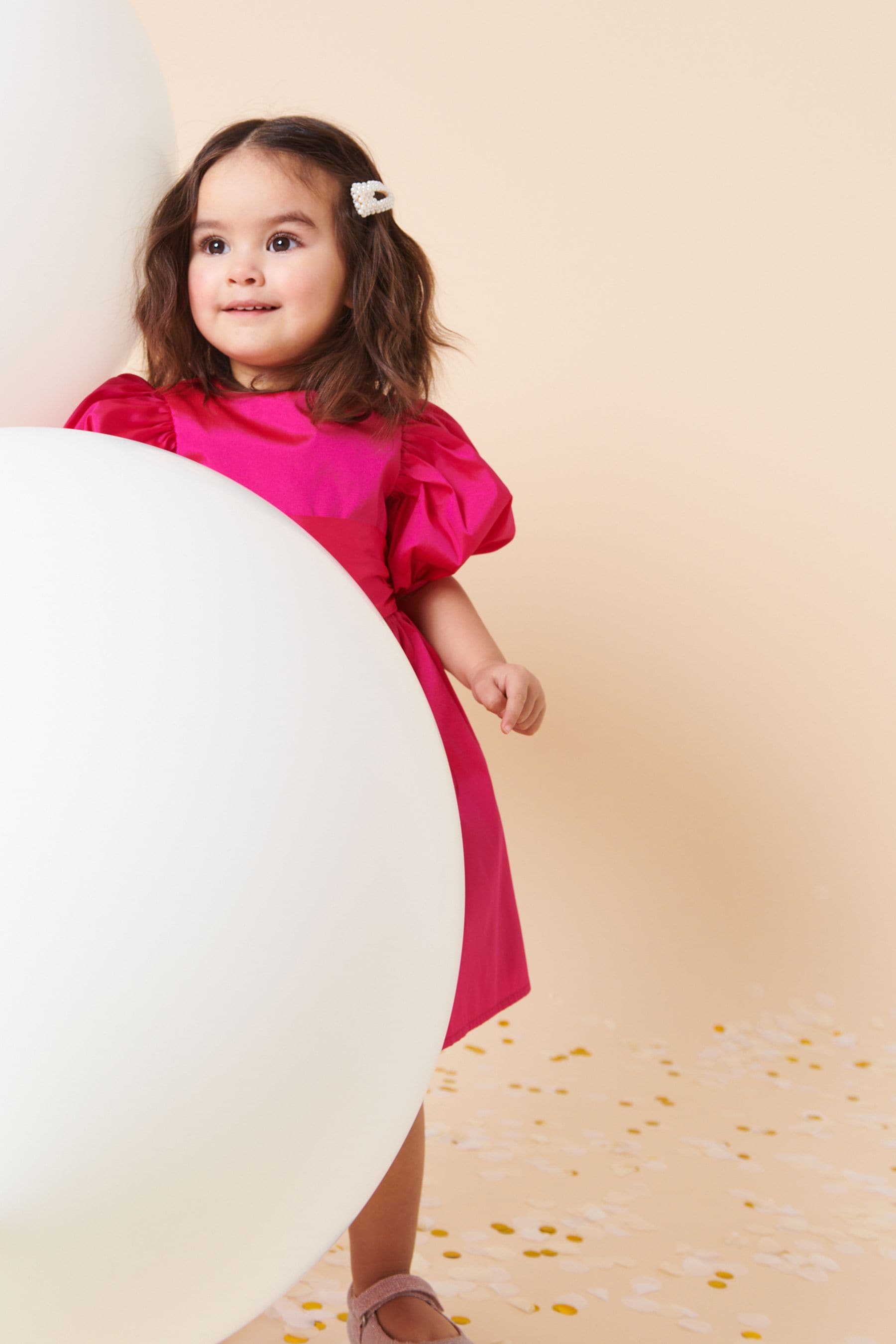 Fuchsia Pink Taffeta Flower Girl Bow Dress (3mths-8yrs)