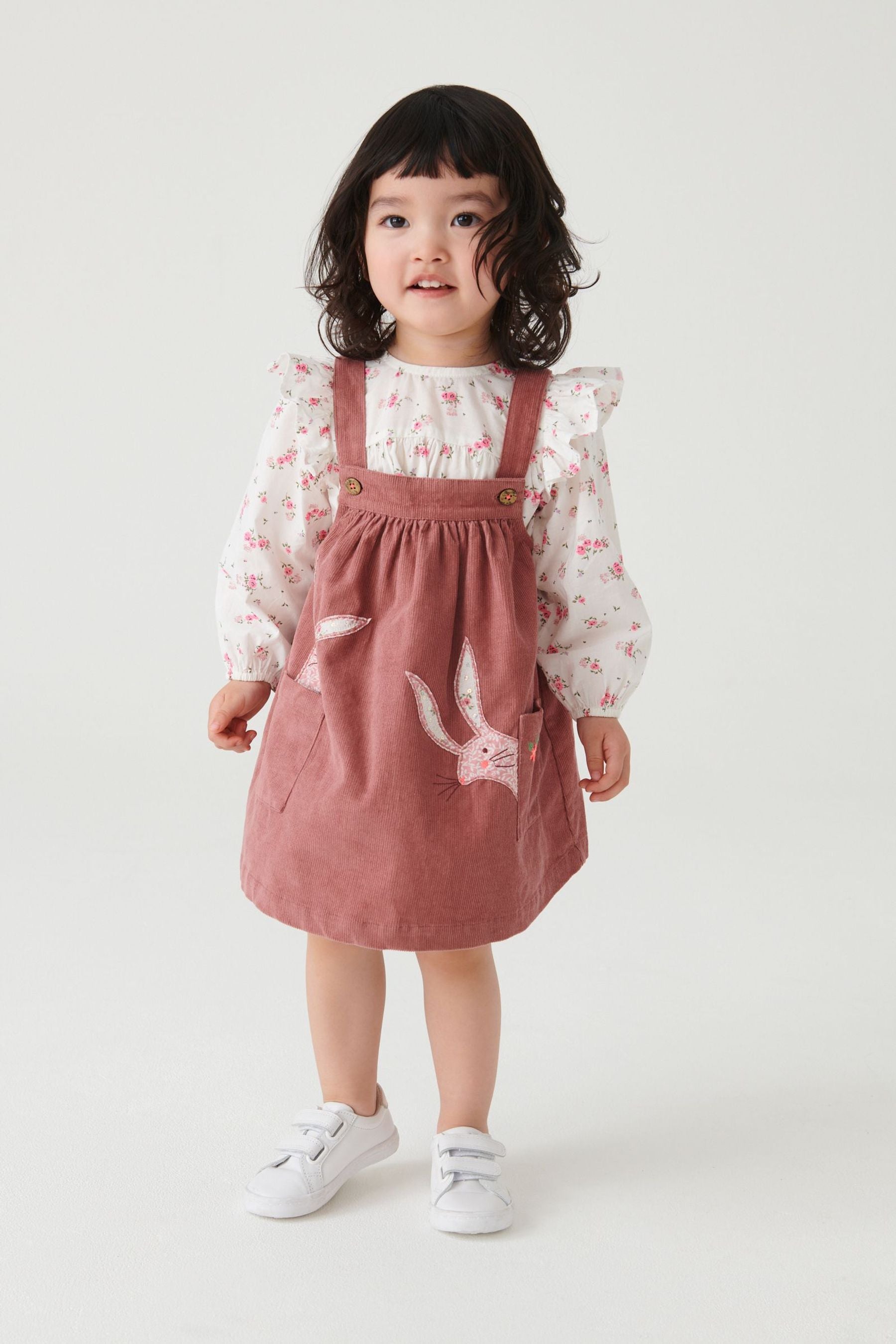 Pink Bunny Pinafore And Blouse Set (3mths-7yrs)