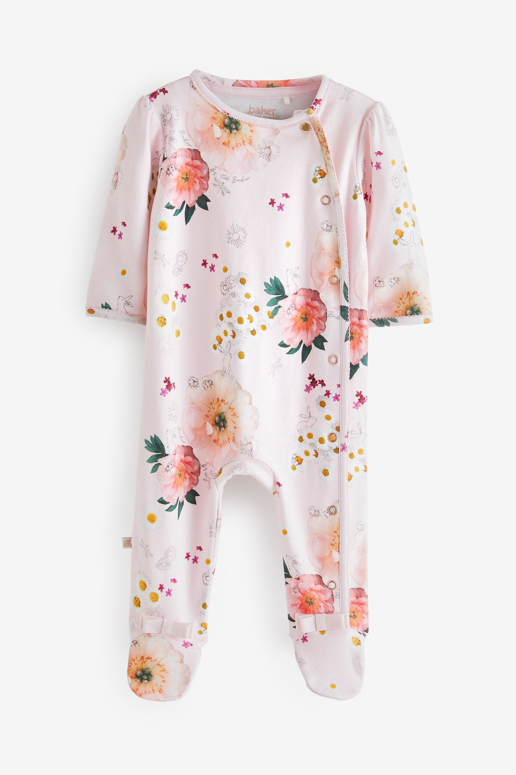 Pink Baker by Ted Baker Pink Floral Sleepsuit And Headband Set