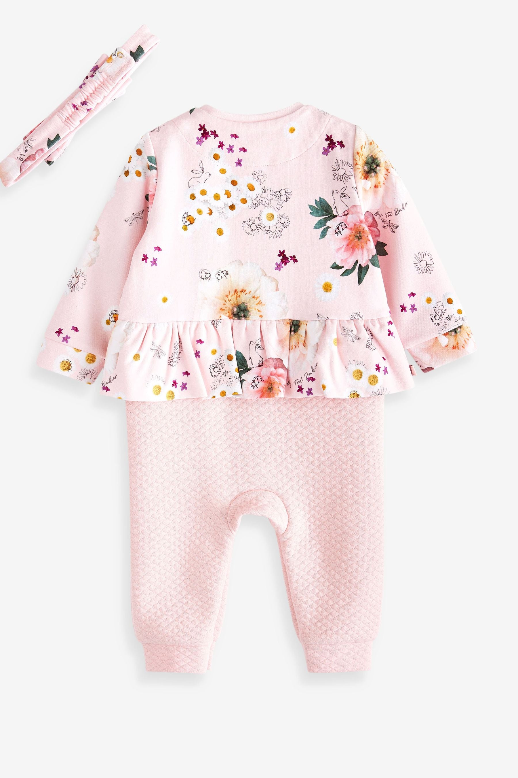 Pink Baker by Ted Baker Pink Floral Romper and Headband