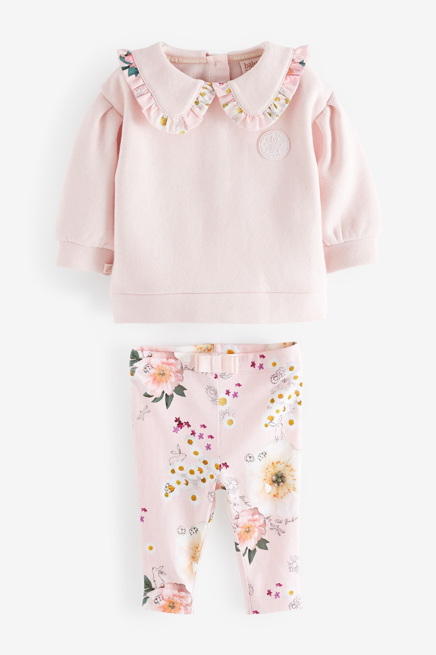 Pink Baker by Ted Baker Pink Collared Sweater And Leggings Set